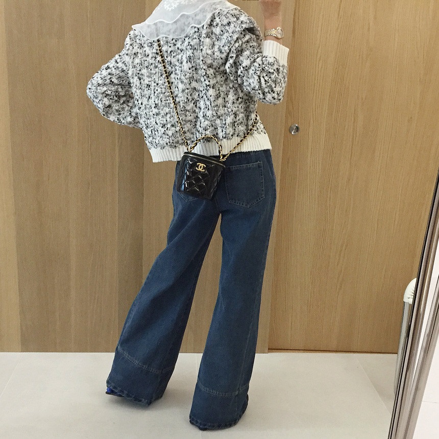 ラウンドネック長袖ツーポケットビジューボタンカーディガン | 詳細画像7