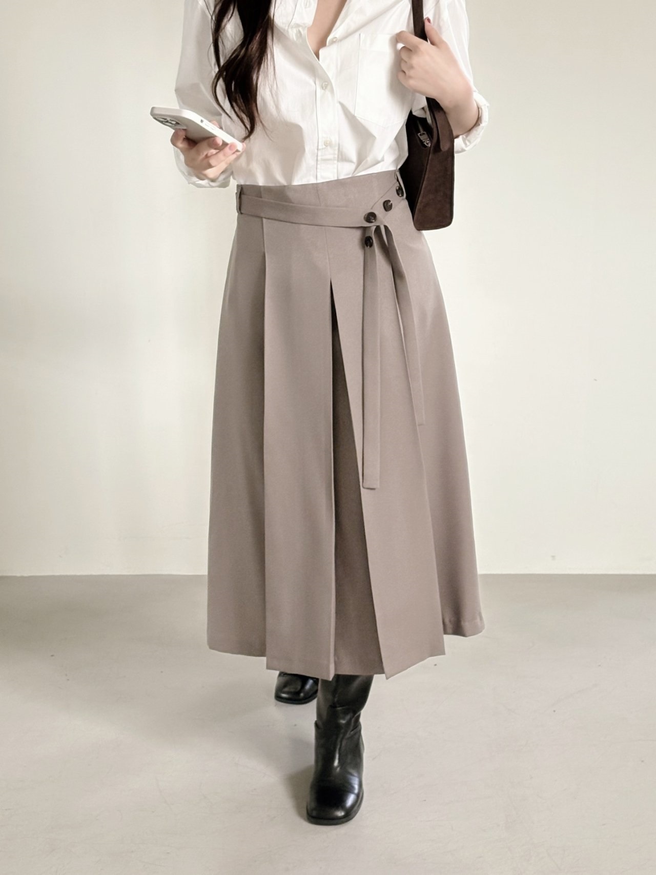 スリットピンタックバックゴムロングスカートストラップ付 | 詳細画像4