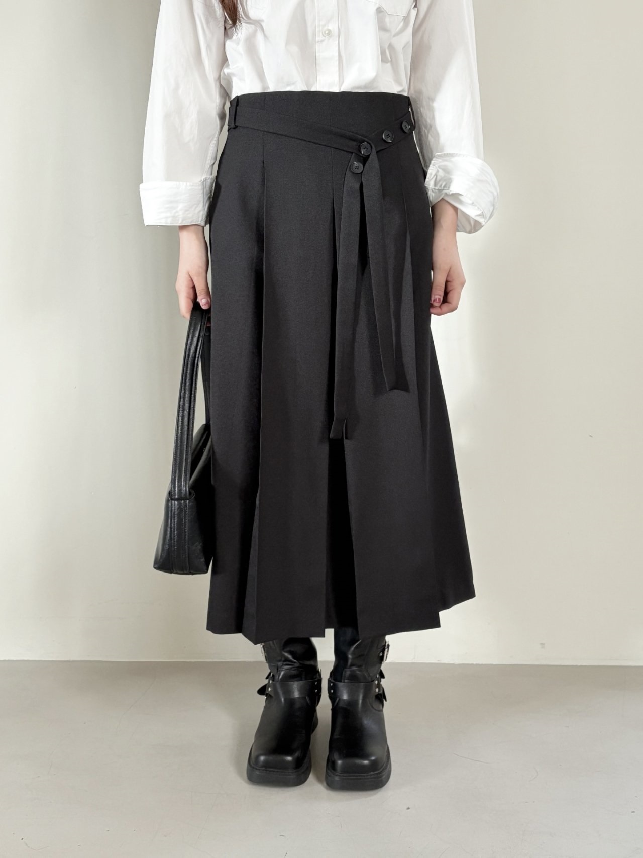 スリットピンタックバックゴムロングスカートストラップ付 | 詳細画像8