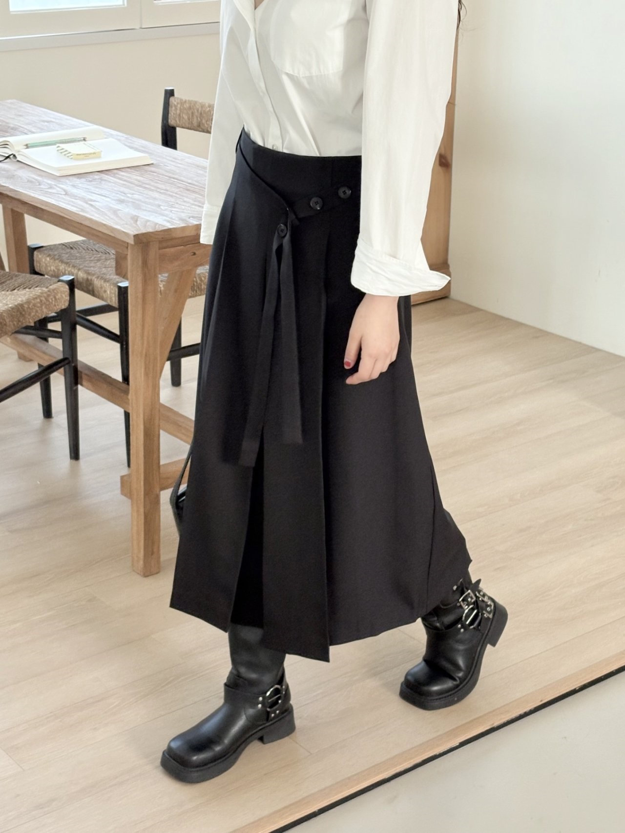 スリットピンタックバックゴムロングスカートストラップ付 | 詳細画像11