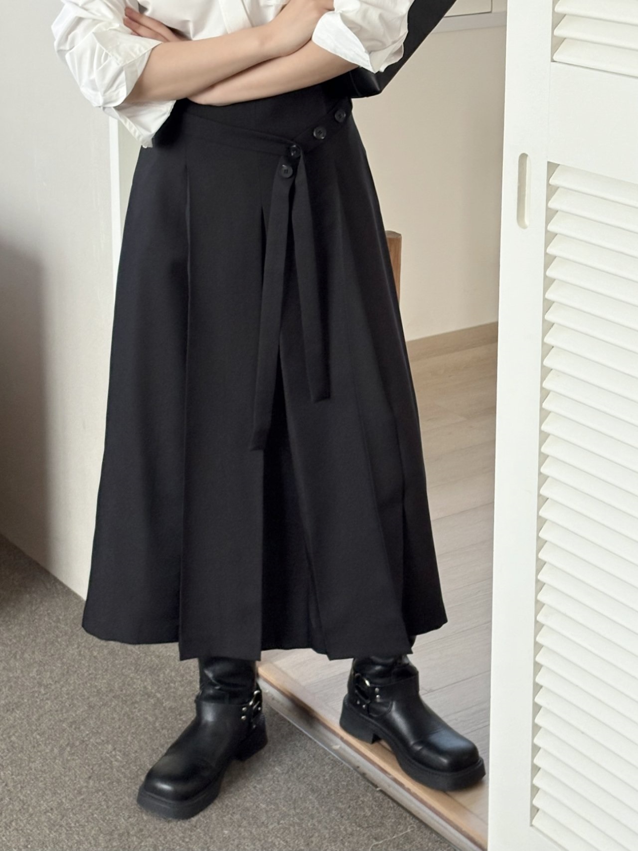 スリットピンタックバックゴムロングスカートストラップ付 | 詳細画像12