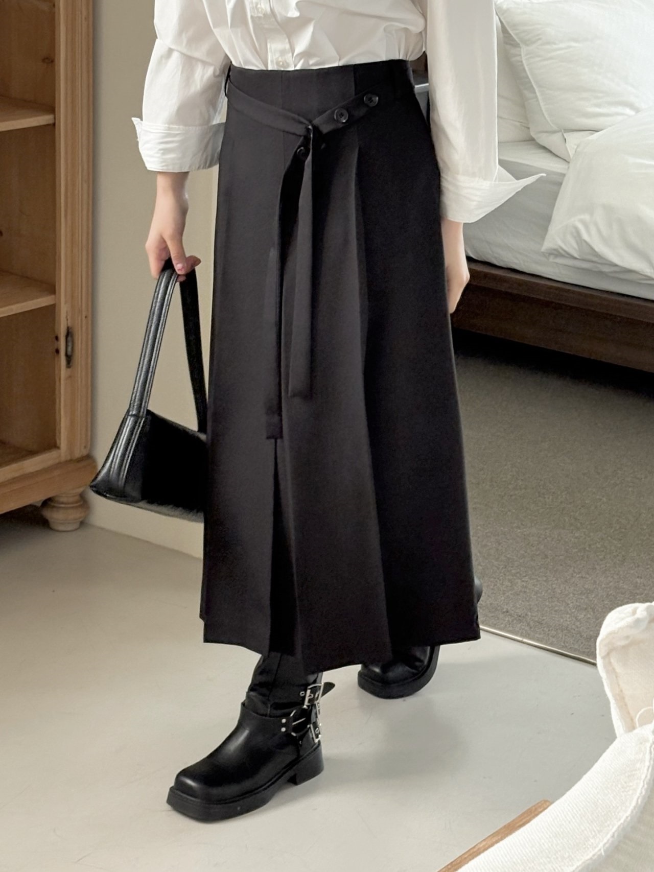 スリットピンタックバックゴムロングスカートストラップ付 | 詳細画像13