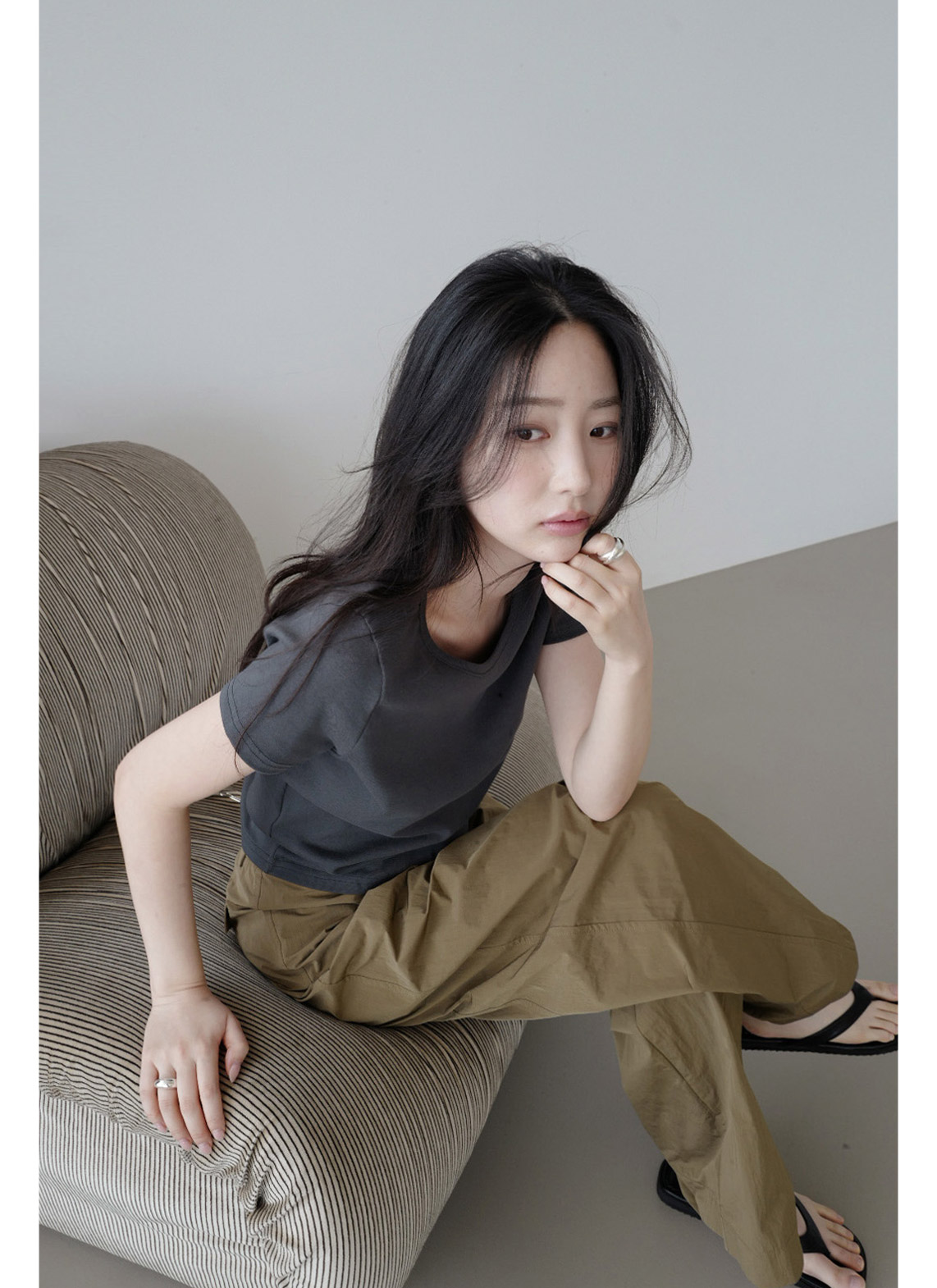 コットンナイロンポケットワイド無地パンツ春夏秋 | 詳細画像10