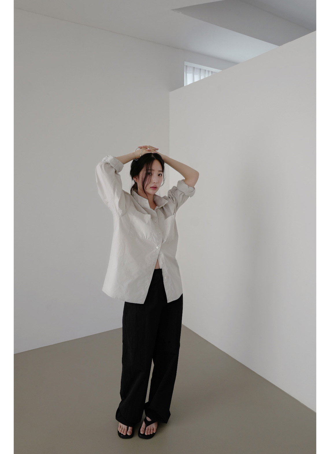 コットンナイロンポケットワイド無地パンツ春夏秋 | 詳細画像14