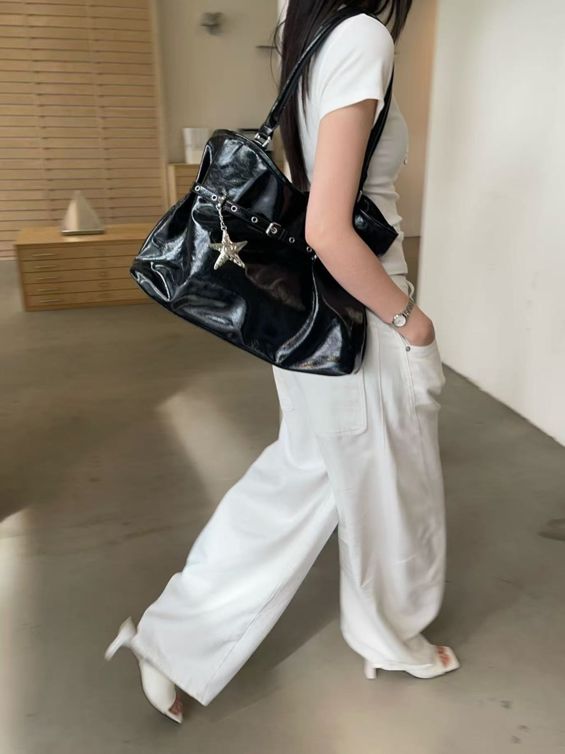 レザー調ベルトショルダーバッグキーリングセット | 詳細画像2