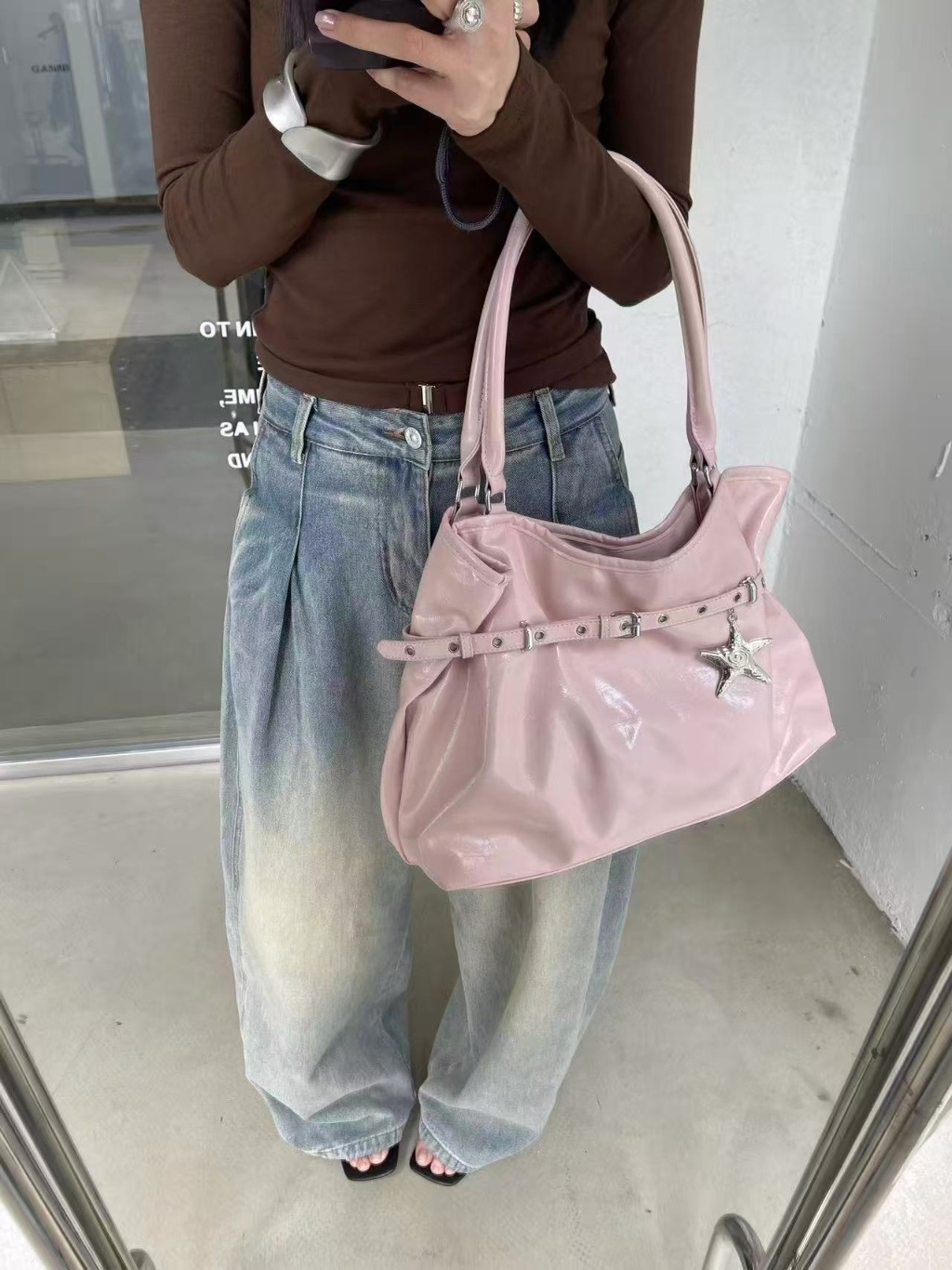 レザー調ベルトショルダーバッグキーリングセット | 詳細画像7