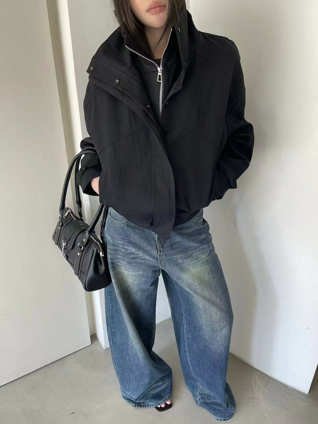 レザー調ジップアップバックルショルダーバッグ | 詳細画像6