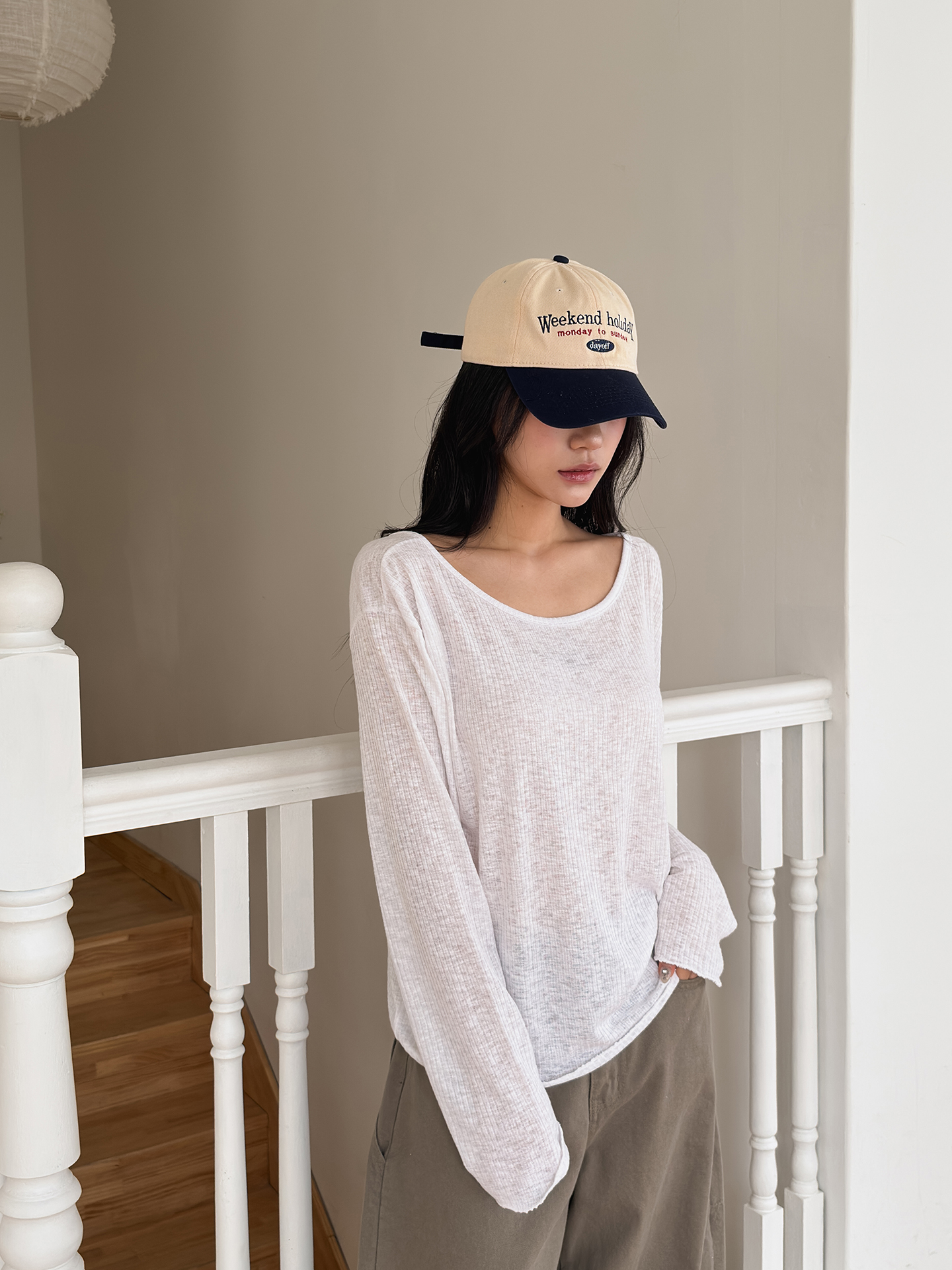 リブボートネックルーズTシャツ | 詳細画像5