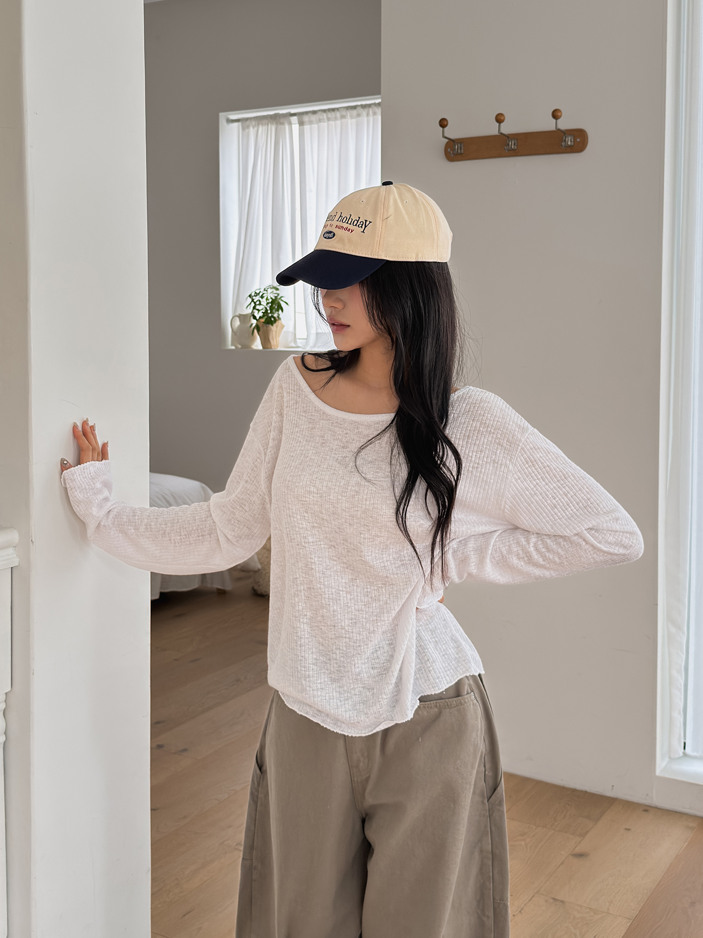 リブボートネックルーズTシャツ | 詳細画像7