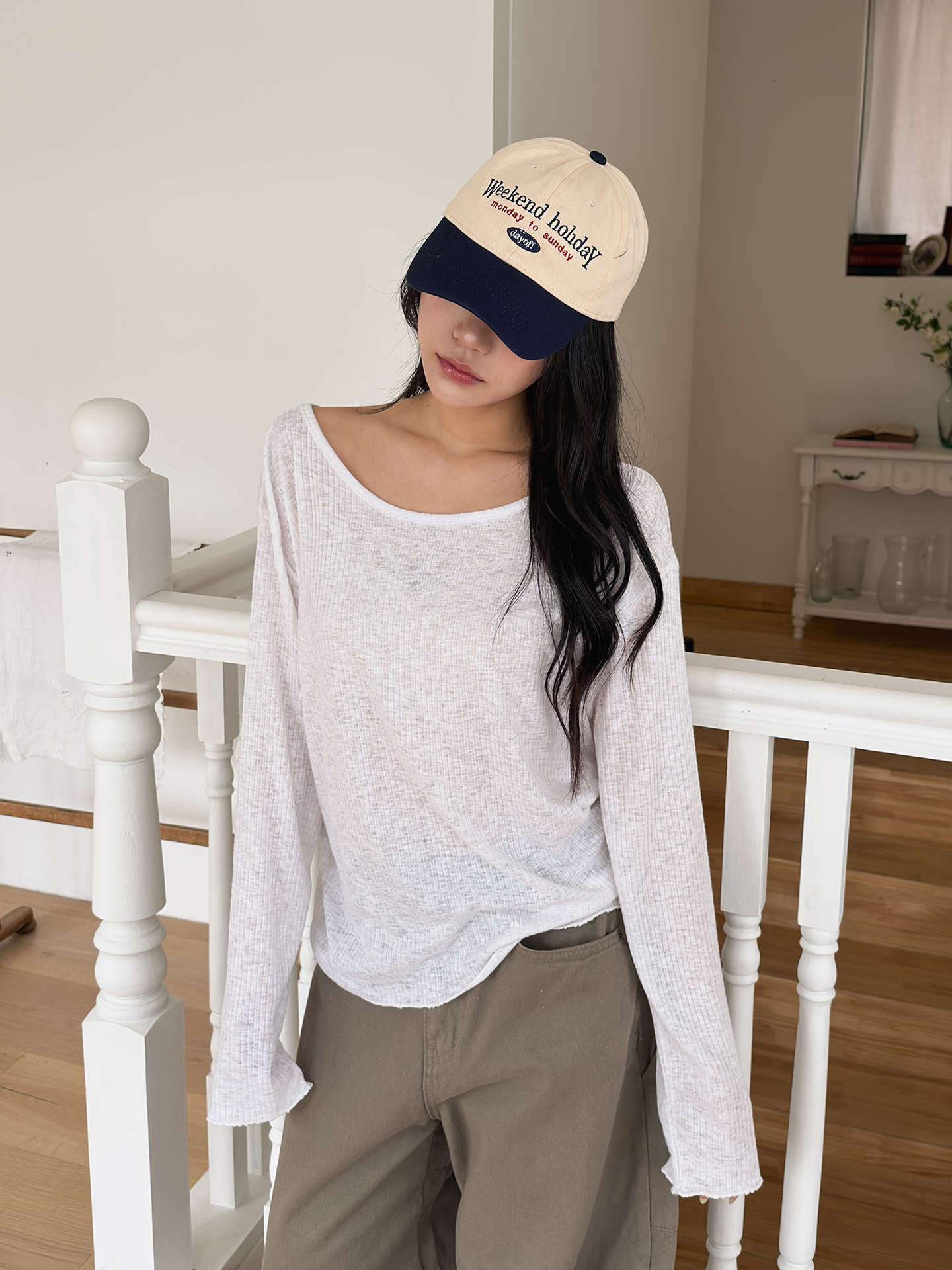 リブボートネックルーズTシャツ | 詳細画像8