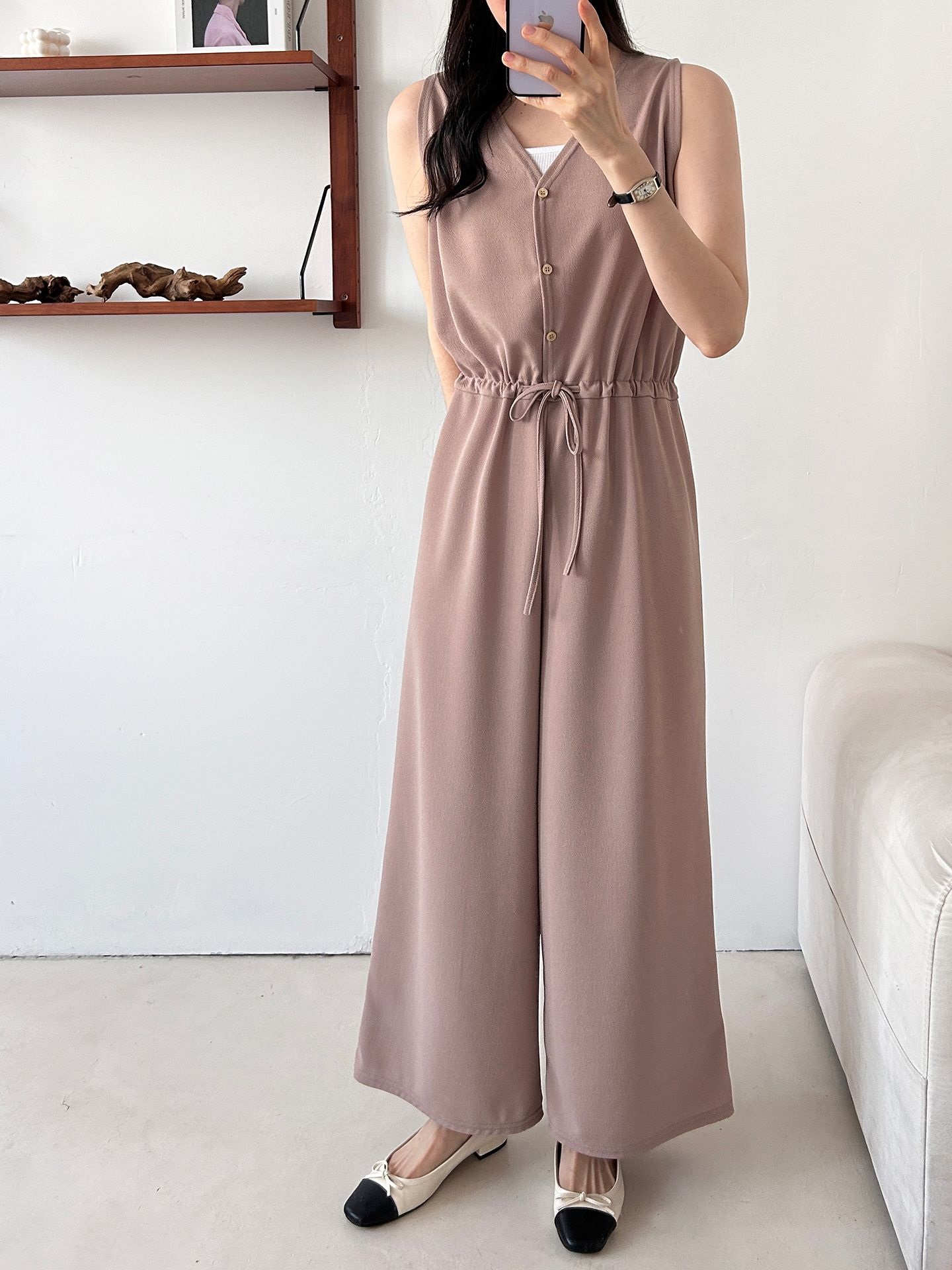 ボタンVネックドローストリングオールインワン | 詳細画像7