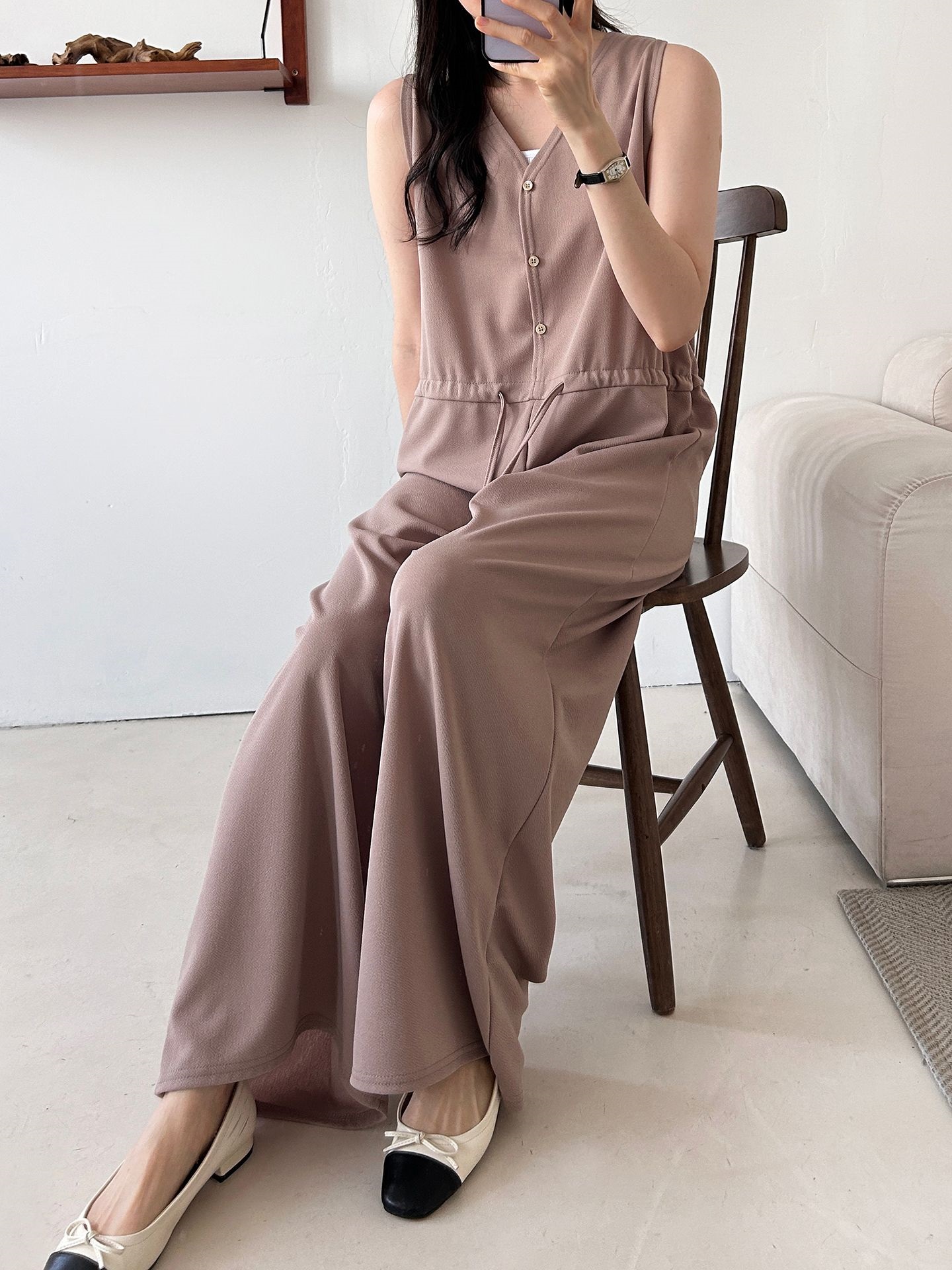 ボタンVネックドローストリングオールインワン | 詳細画像13