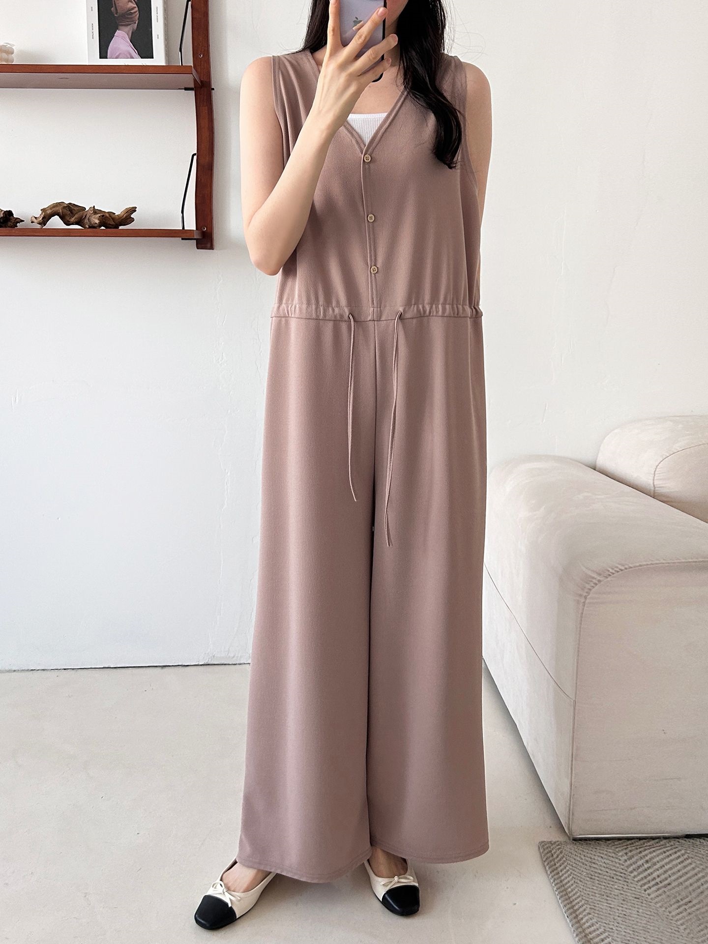 ボタンVネックドローストリングオールインワン | 詳細画像12