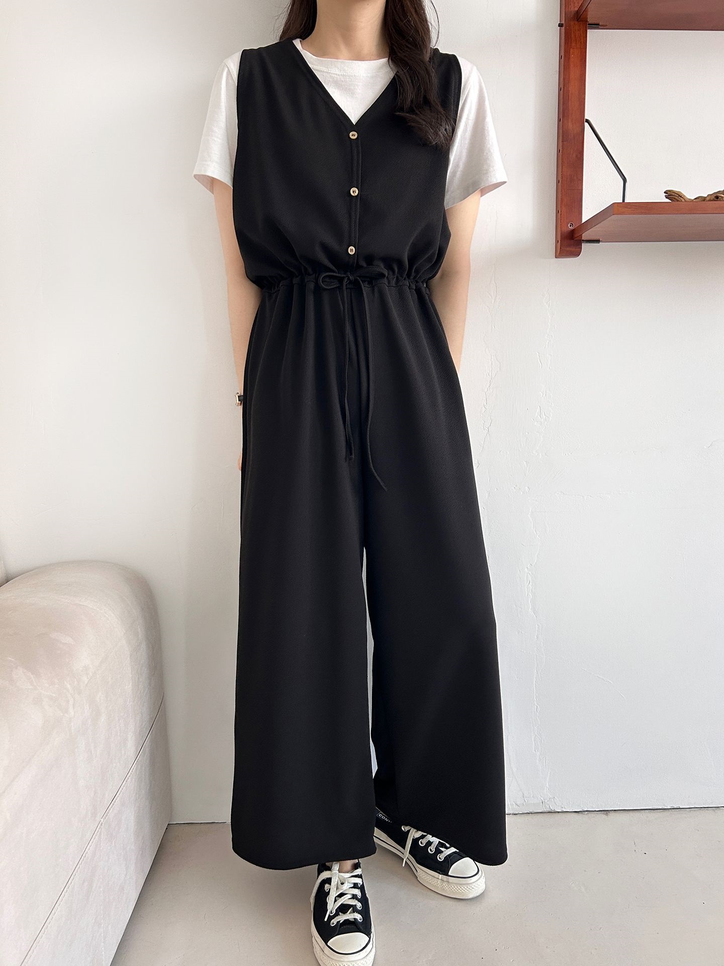 ボタンVネックドローストリングオールインワン | 詳細画像14