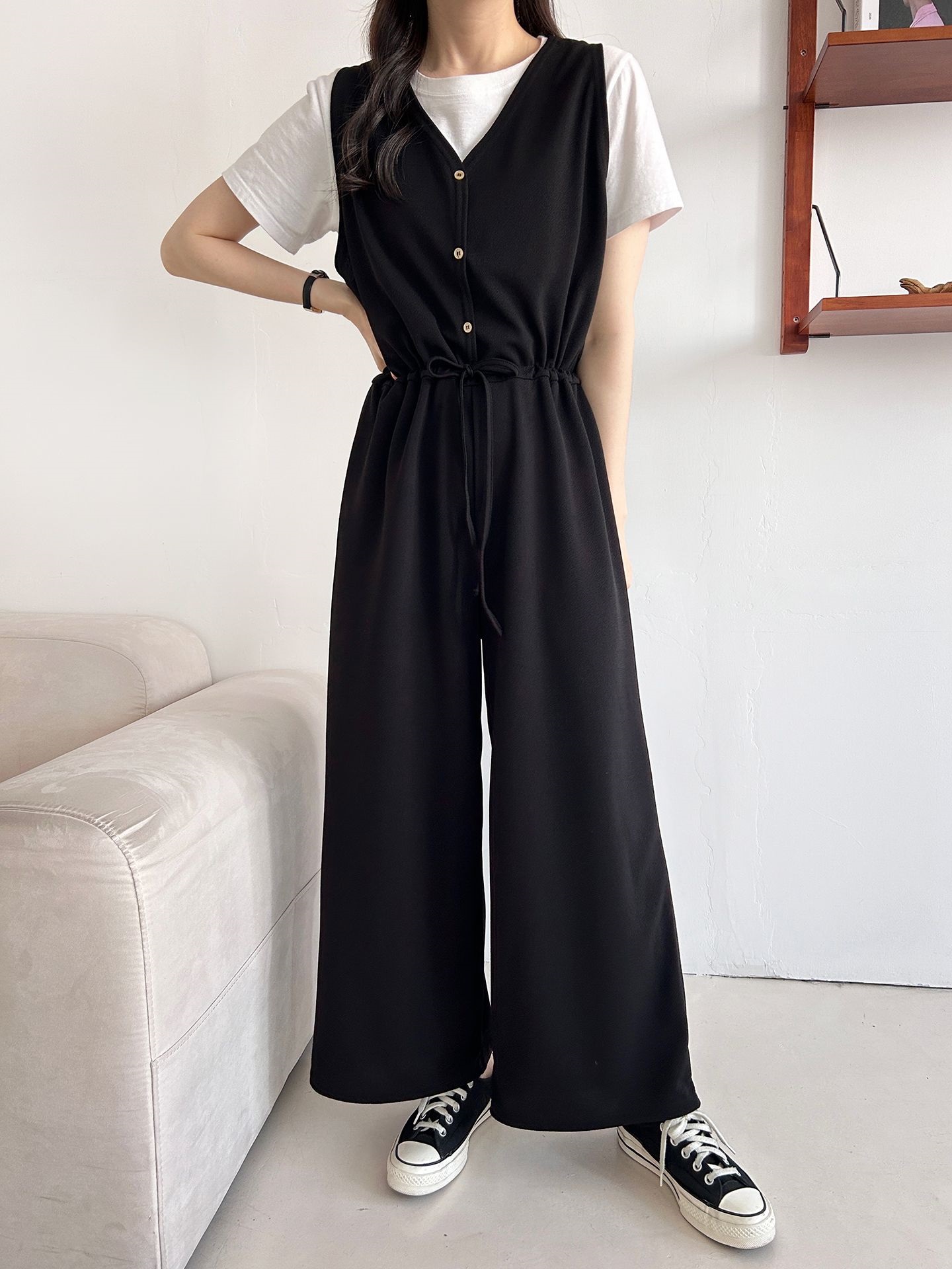 ボタンVネックドローストリングオールインワン | 詳細画像17