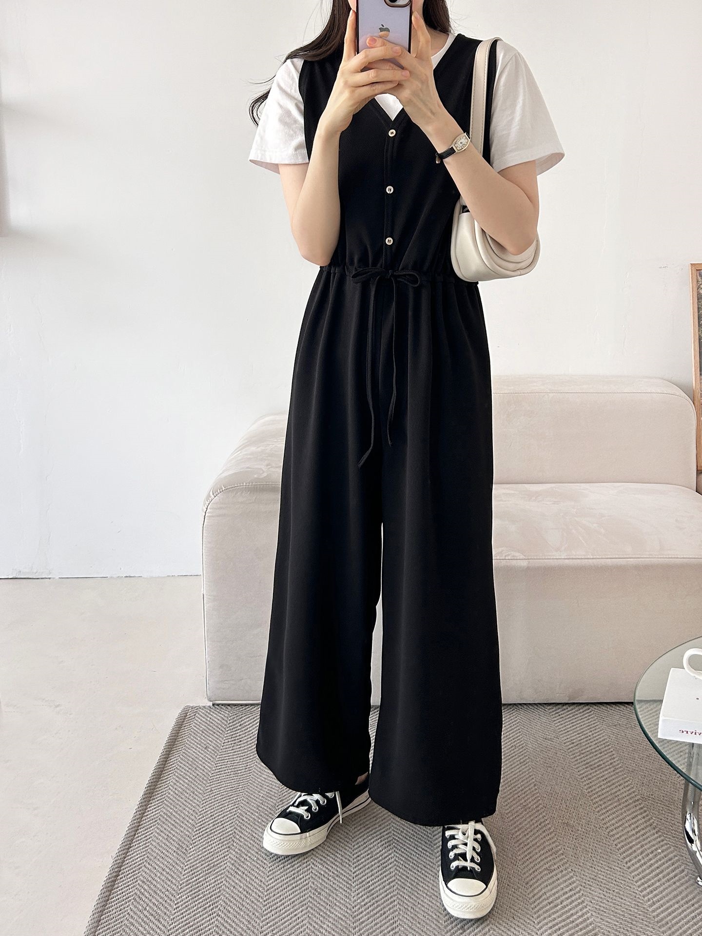 ボタンVネックドローストリングオールインワン | 詳細画像18