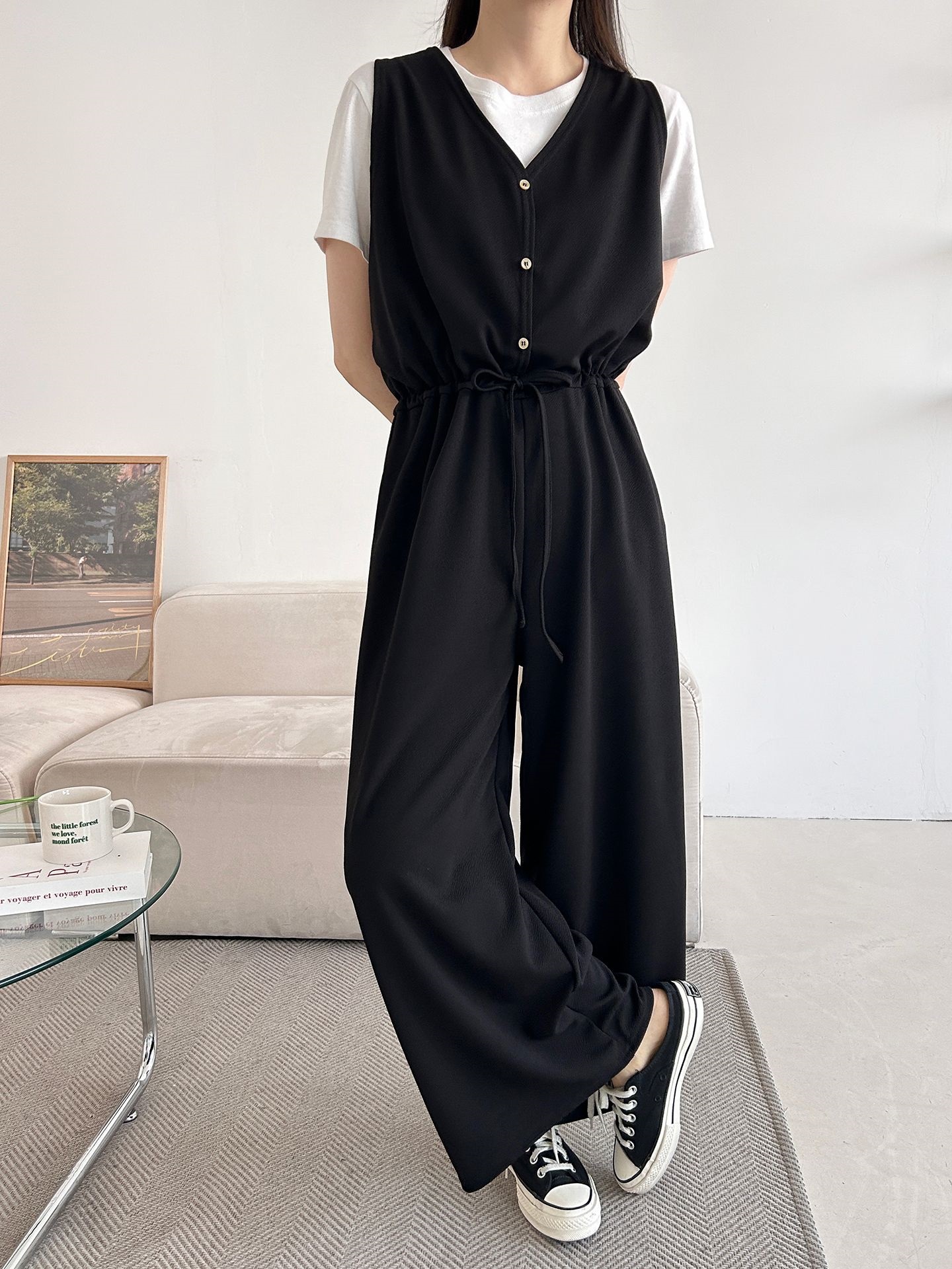 ボタンVネックドローストリングオールインワン | 詳細画像19