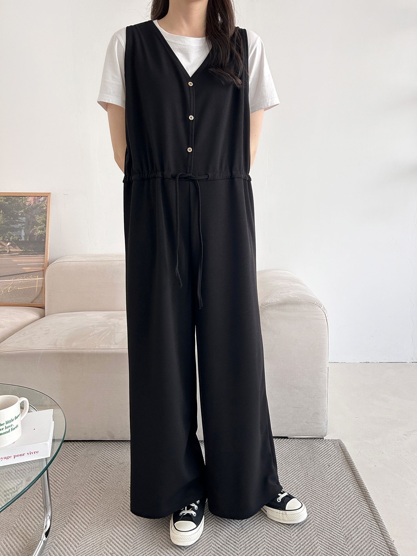 ボタンVネックドローストリングオールインワン | 詳細画像26