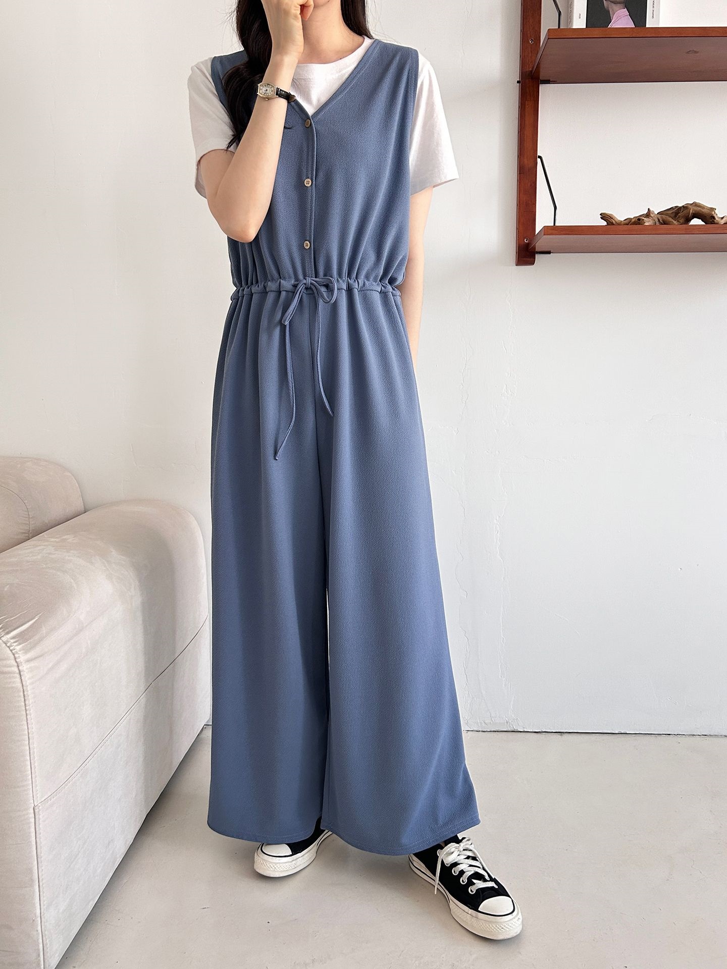 ボタンVネックドローストリングオールインワン | 詳細画像28