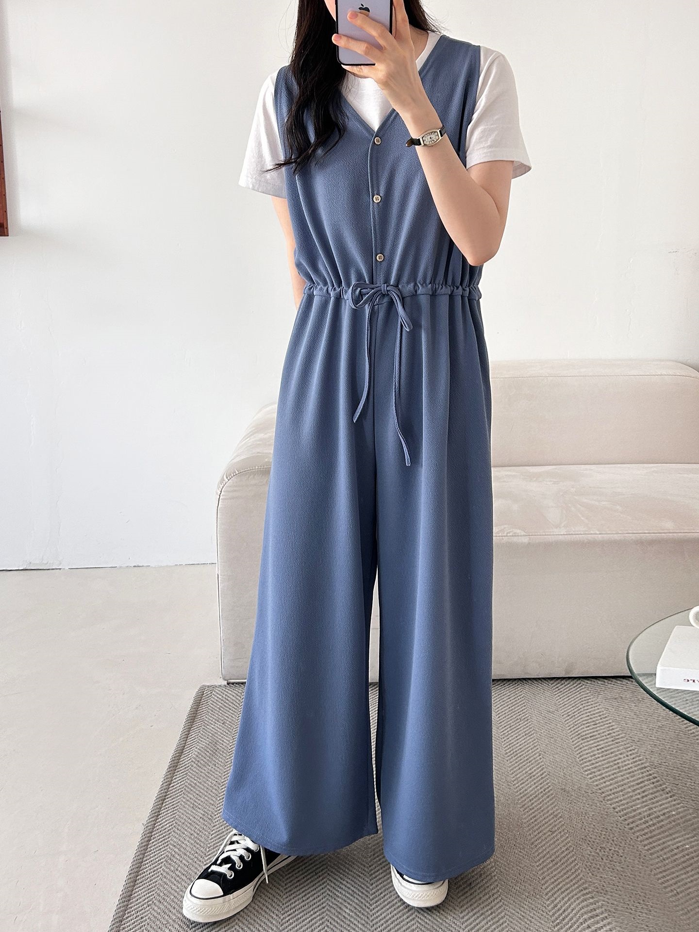 ボタンVネックドローストリングオールインワン | 詳細画像31