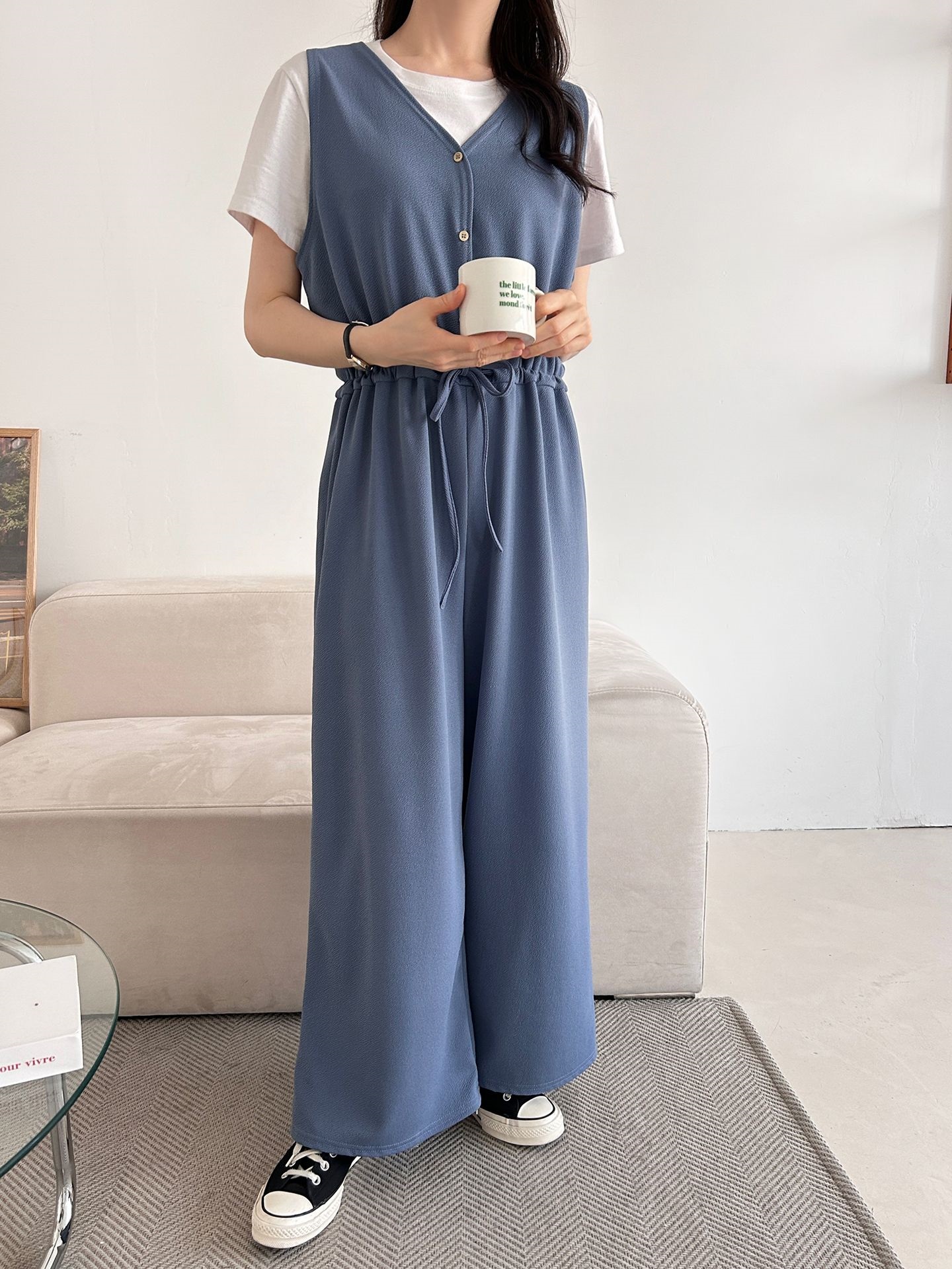 ボタンVネックドローストリングオールインワン | 詳細画像35