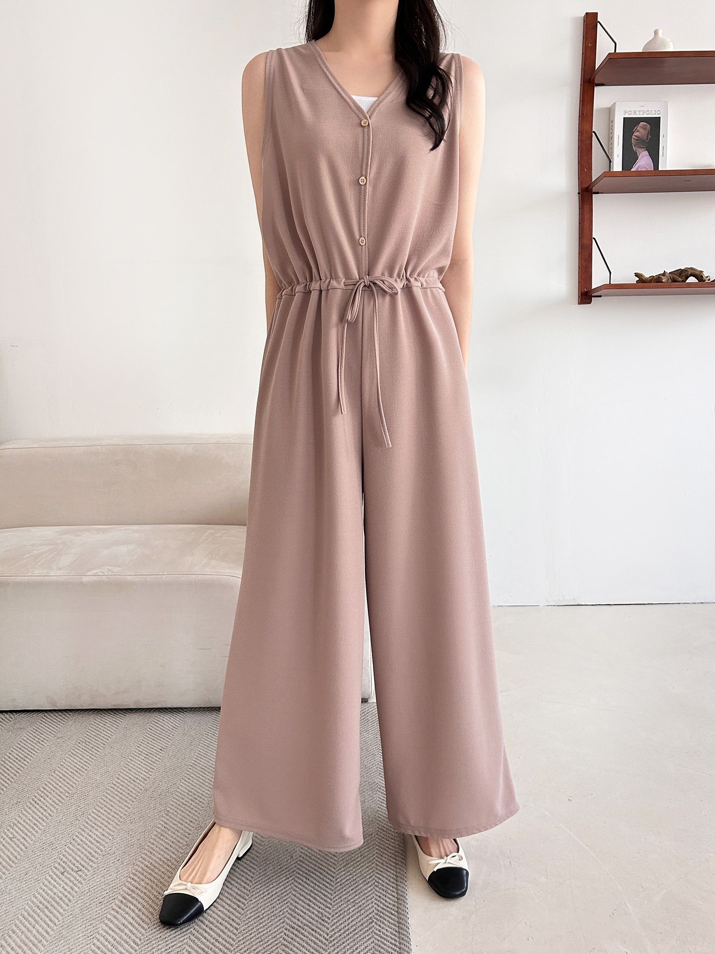 ボタンVネックドローストリングオールインワン | 詳細画像6