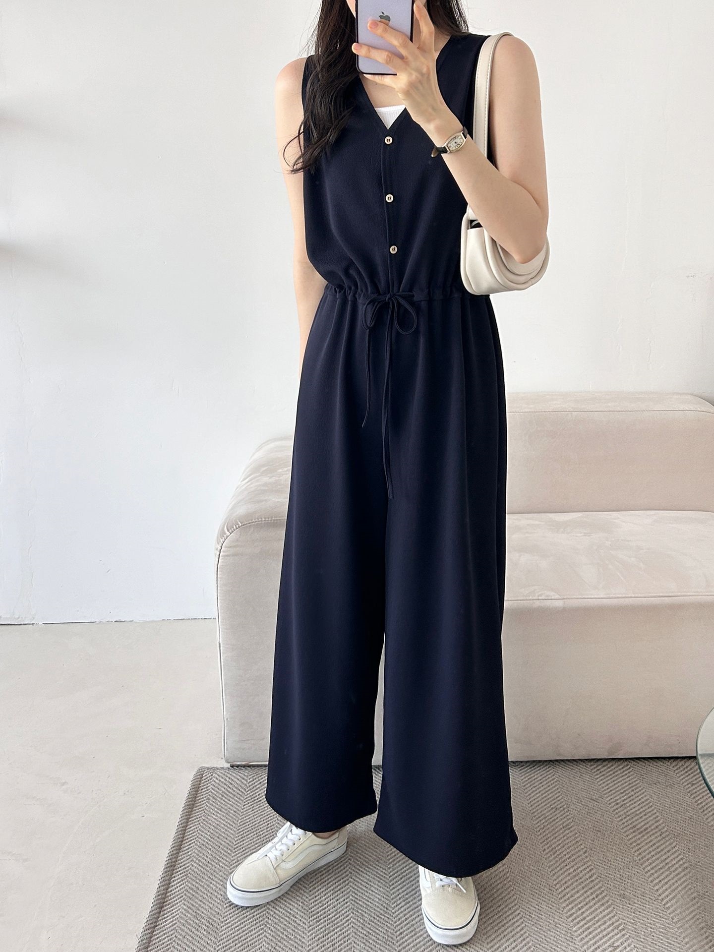 ボタンVネックドローストリングオールインワン | 詳細画像38