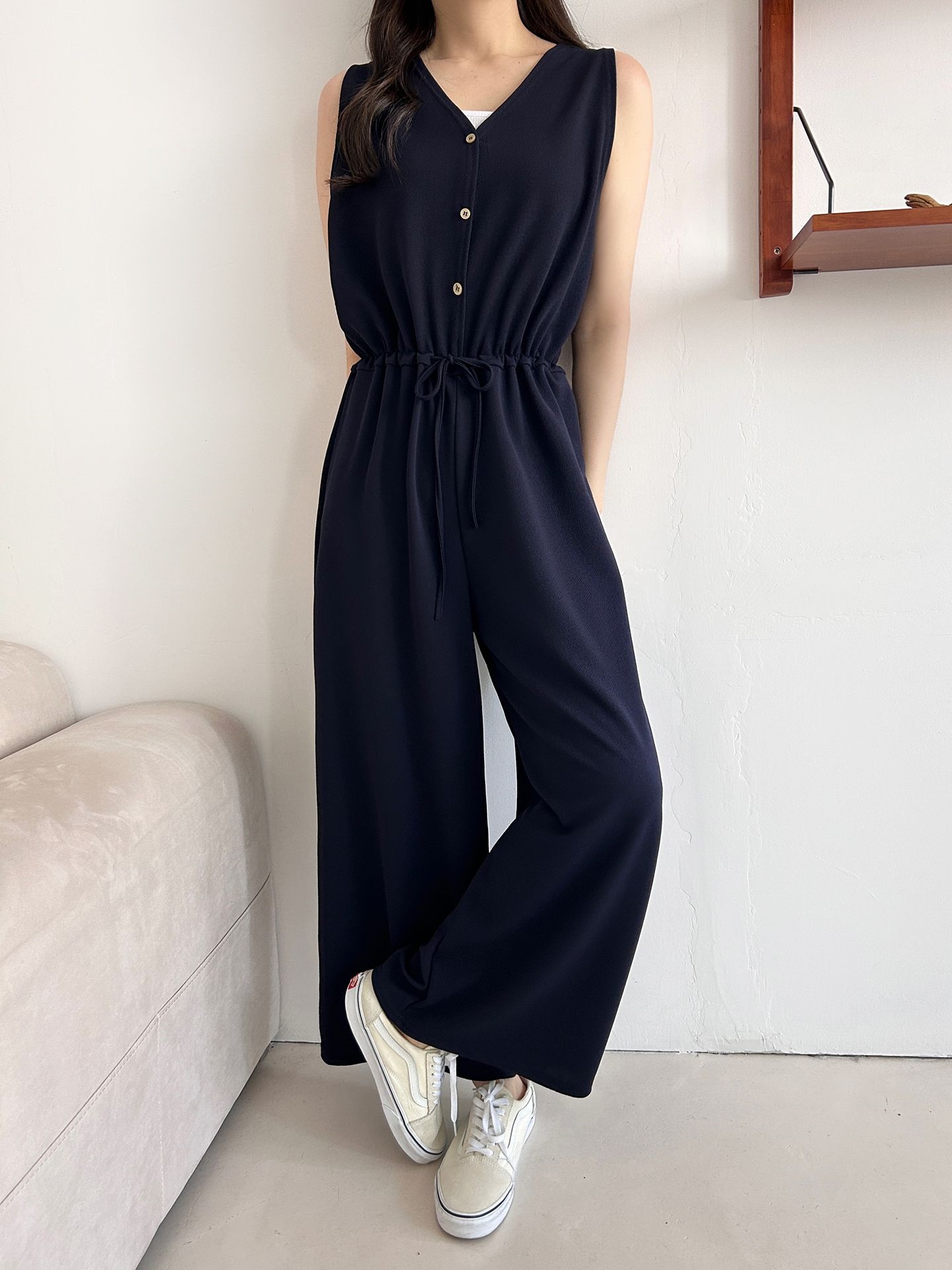 ボタンVネックドローストリングオールインワン | 詳細画像41