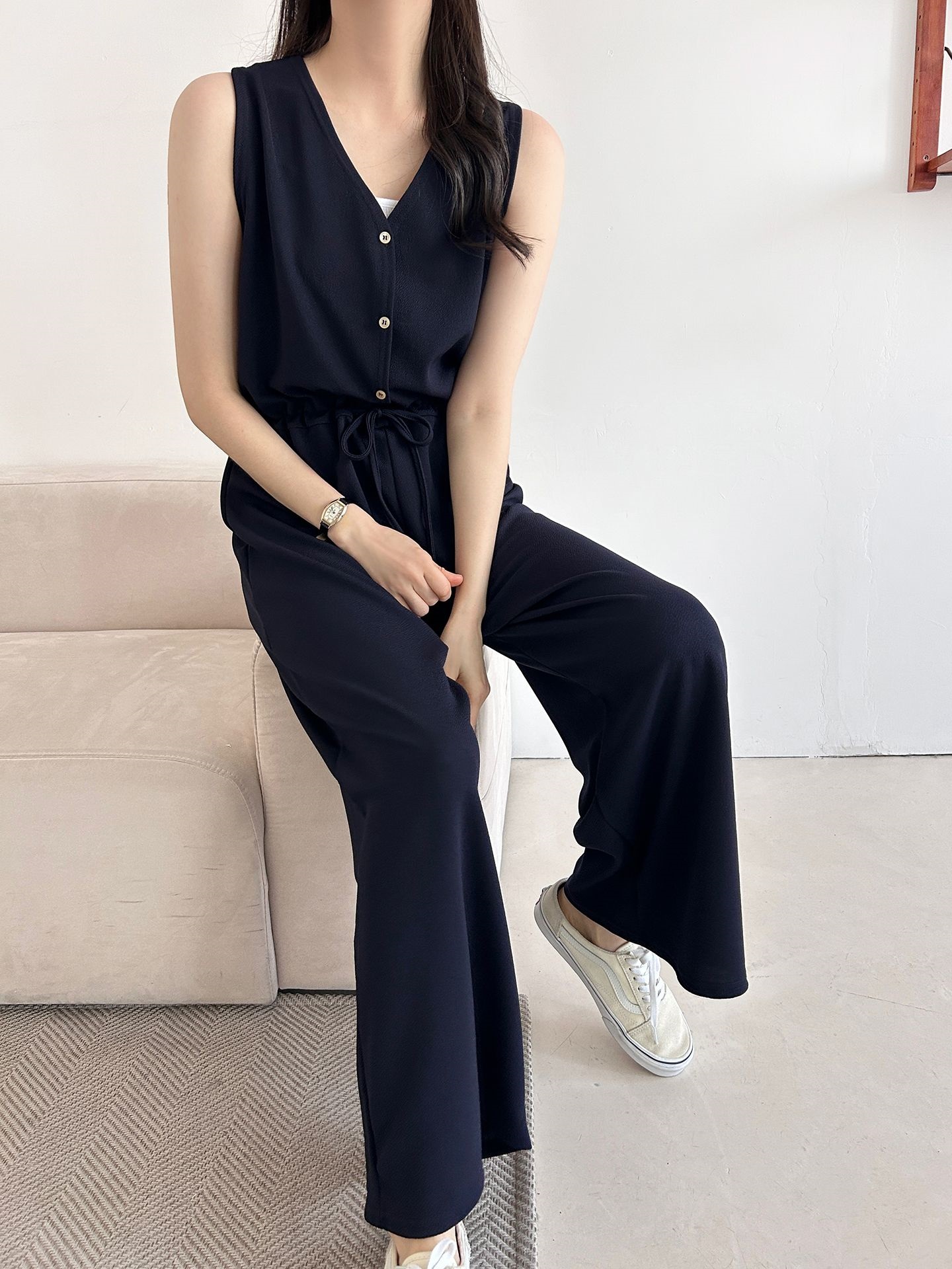 ボタンVネックドローストリングオールインワン | 詳細画像43