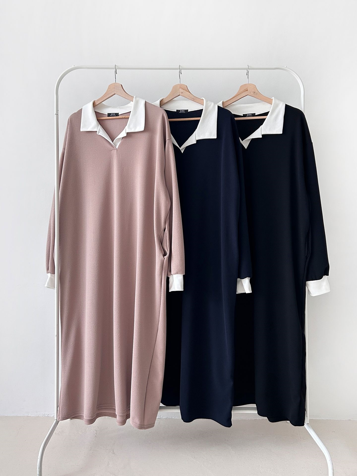 カラーポケット長袖配色ワンピース | 詳細画像2