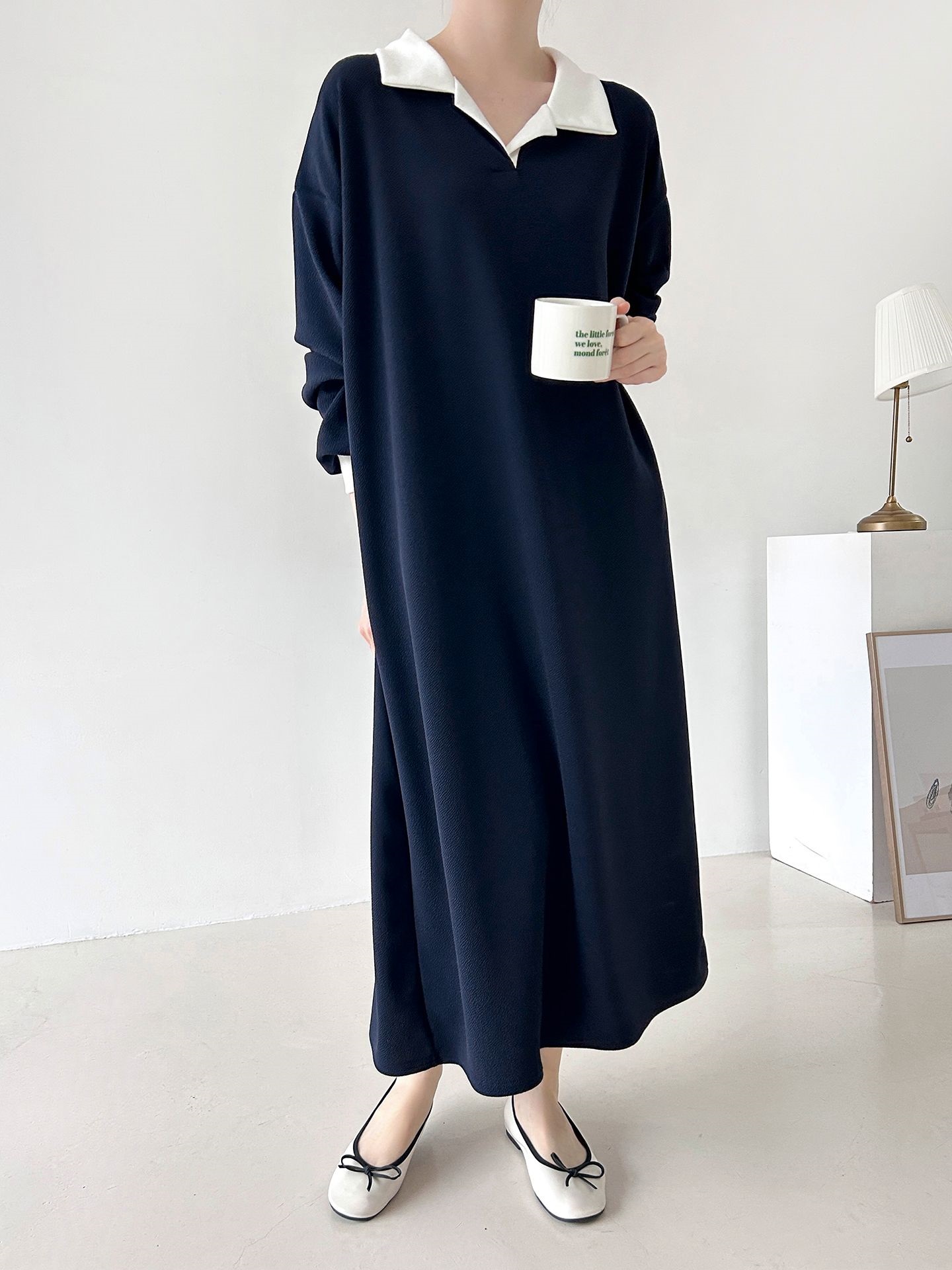 カラーポケット長袖配色ワンピース | 詳細画像3