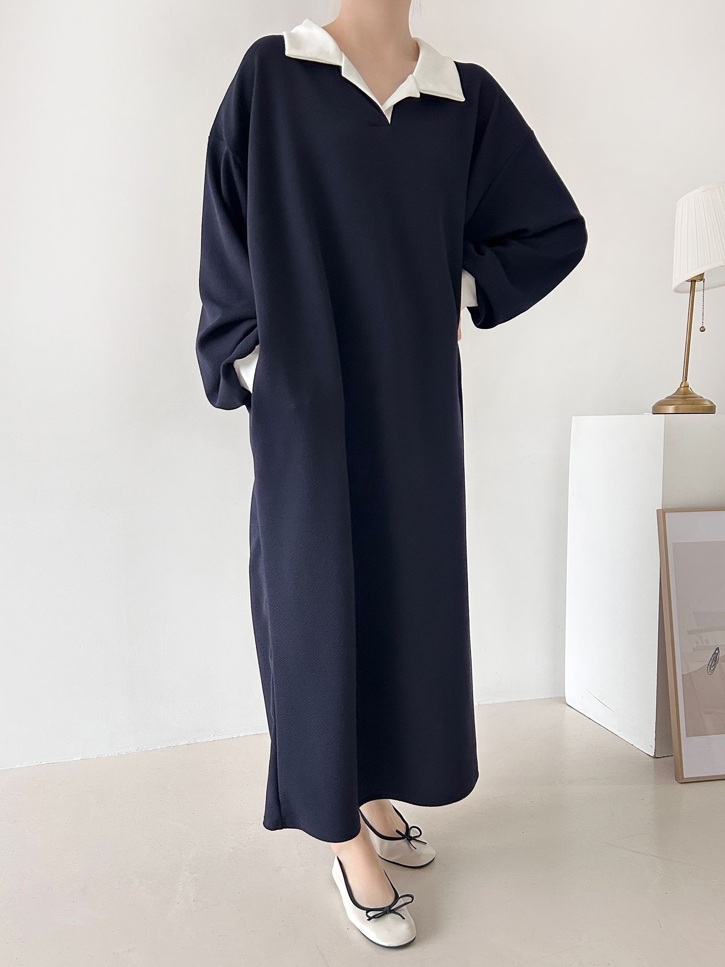 カラーポケット長袖配色ワンピース | 詳細画像5