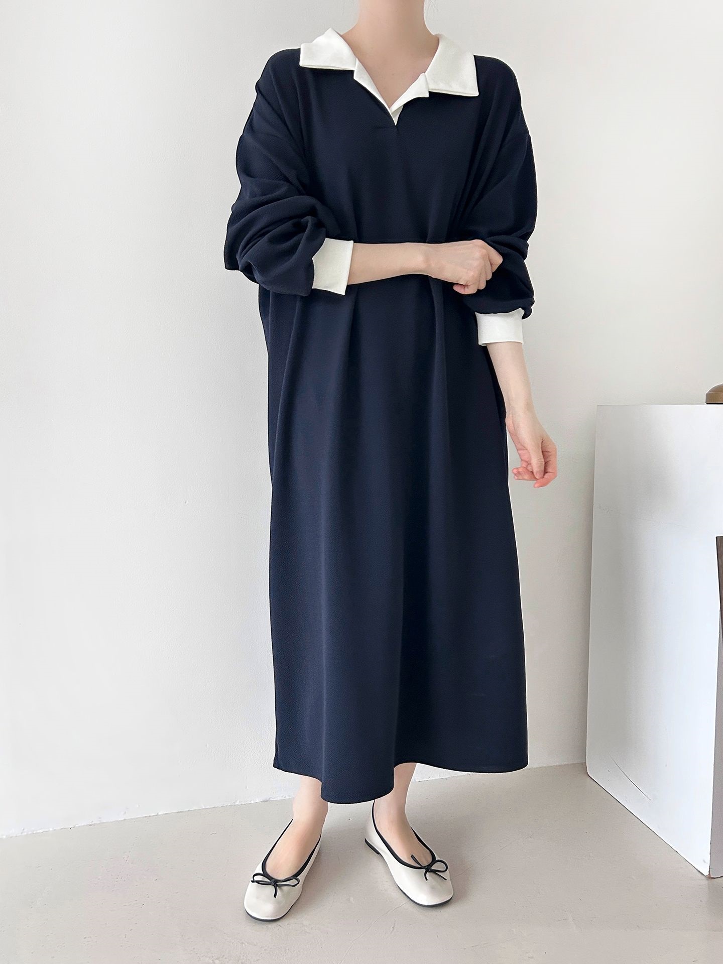 カラーポケット長袖配色ワンピース | 詳細画像6