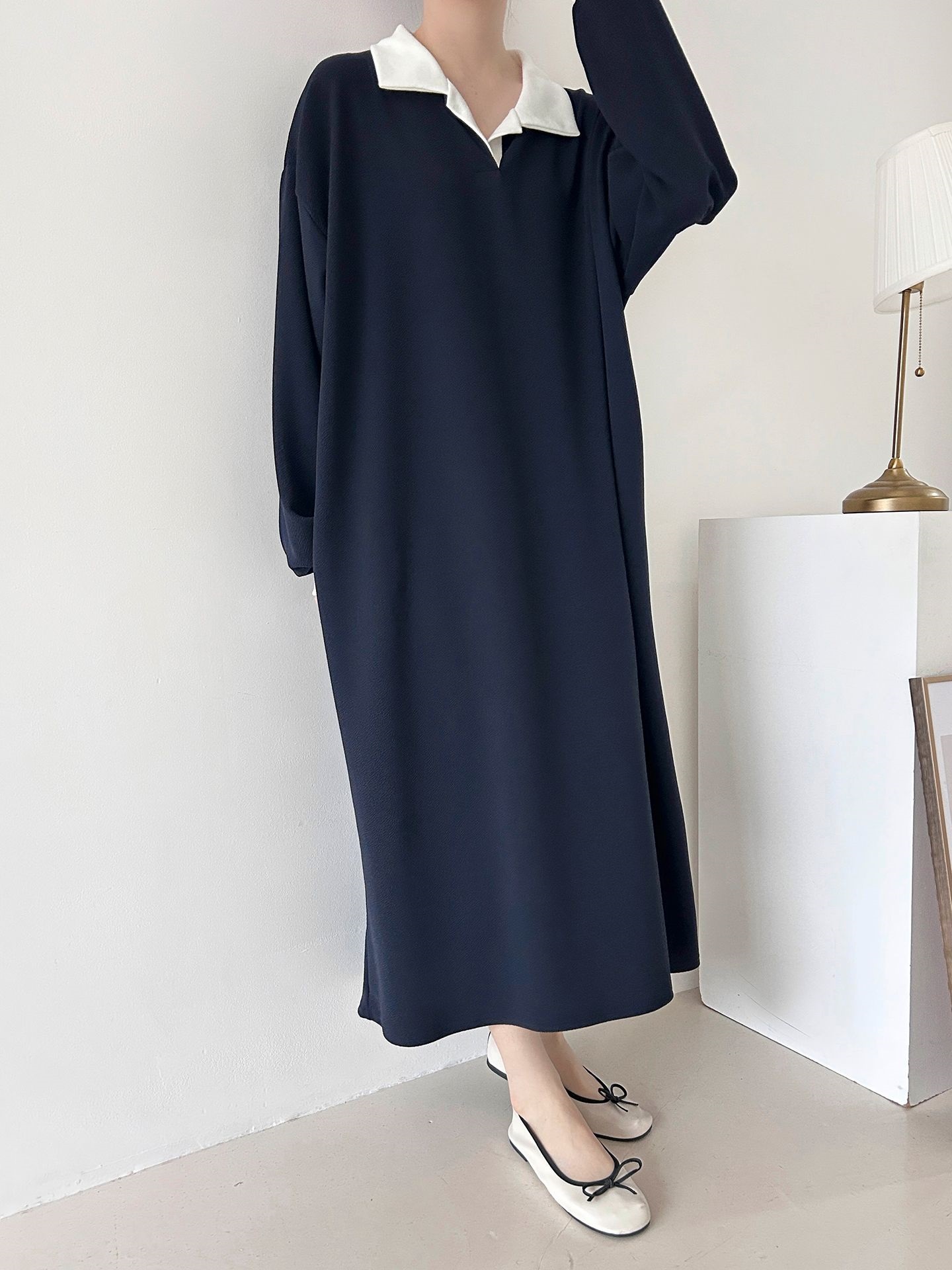 カラーポケット長袖配色ワンピース | 詳細画像7