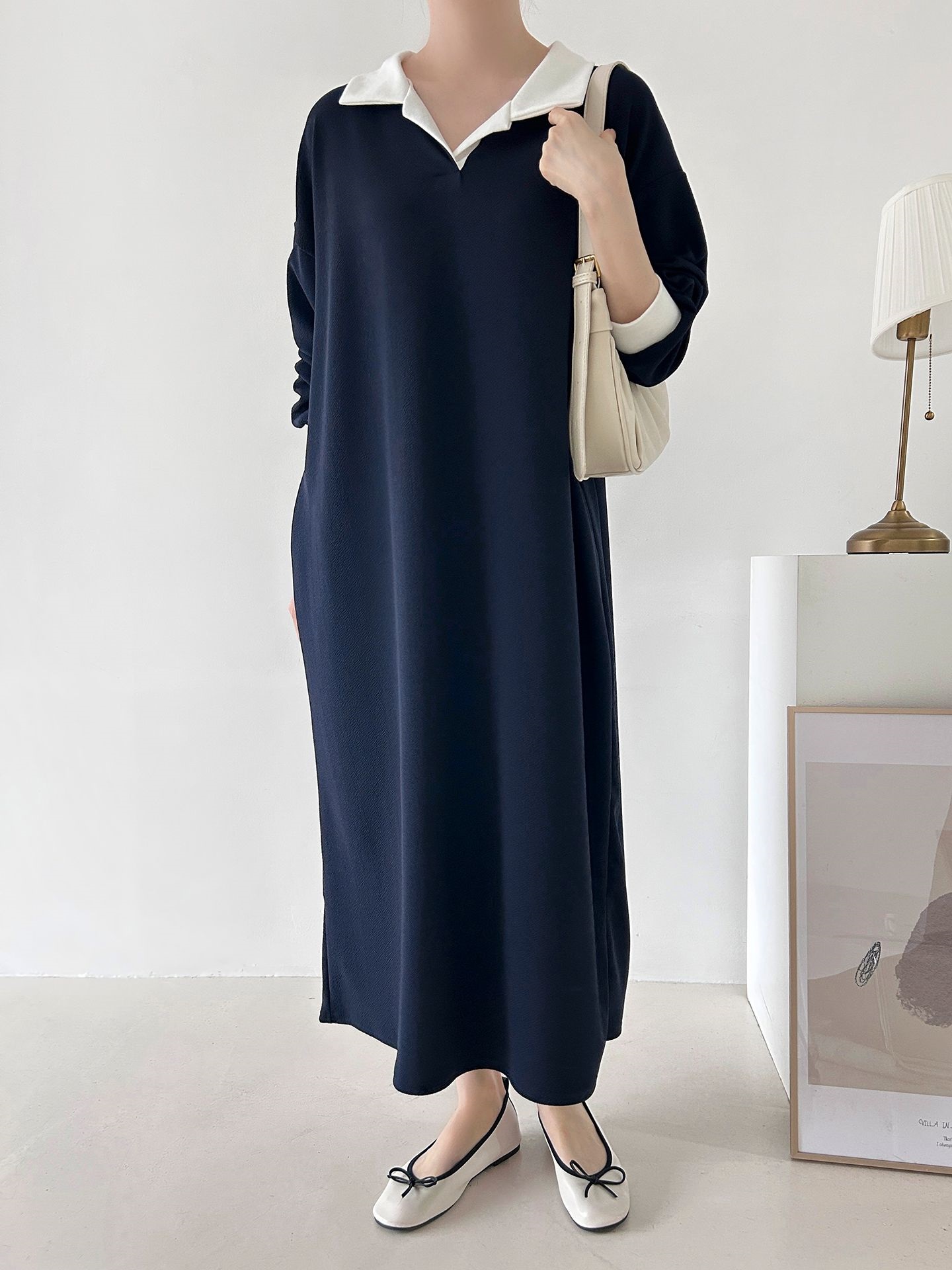 カラーポケット長袖配色ワンピース | 詳細画像8