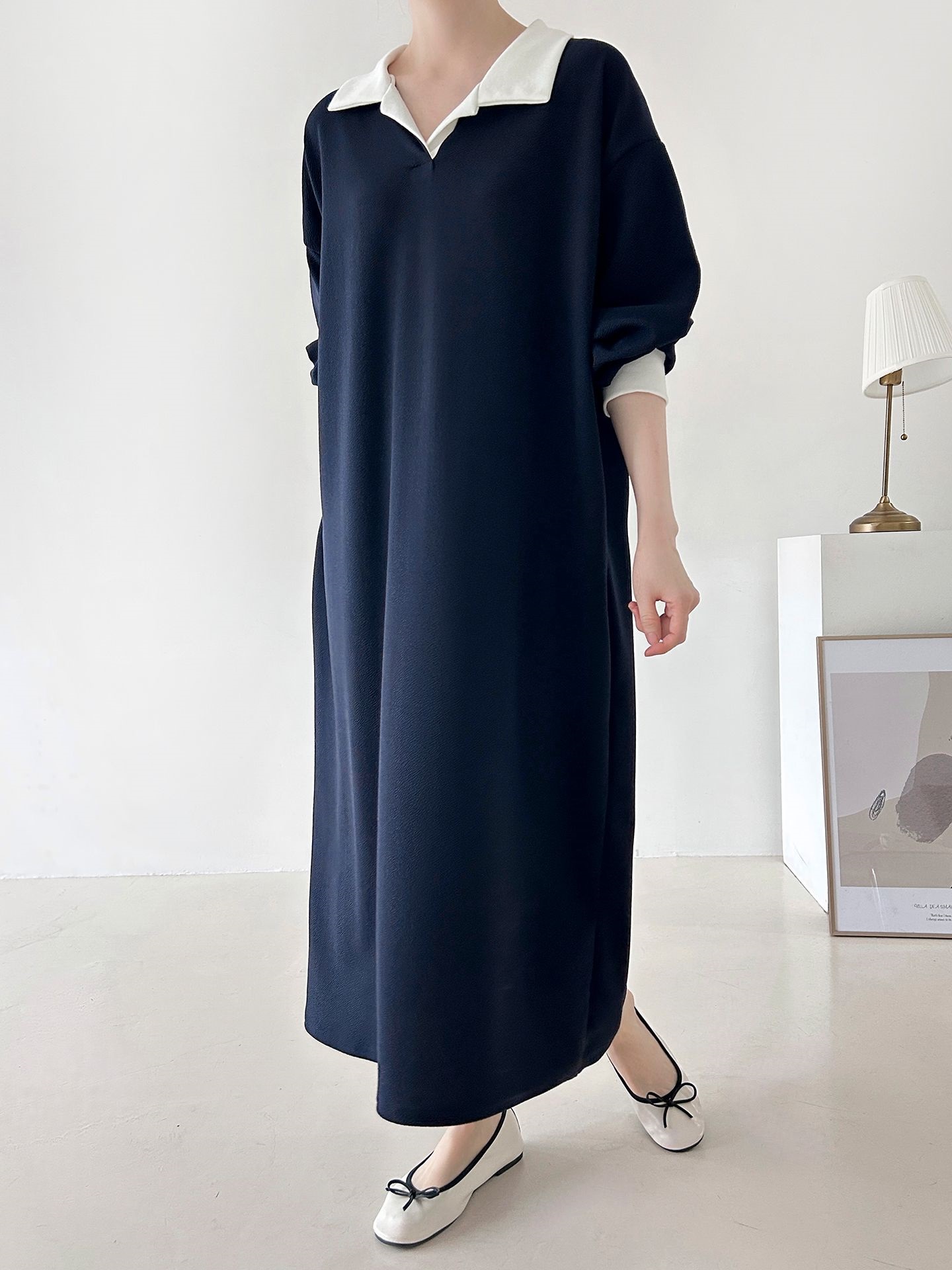 カラーポケット長袖配色ワンピース | 詳細画像10