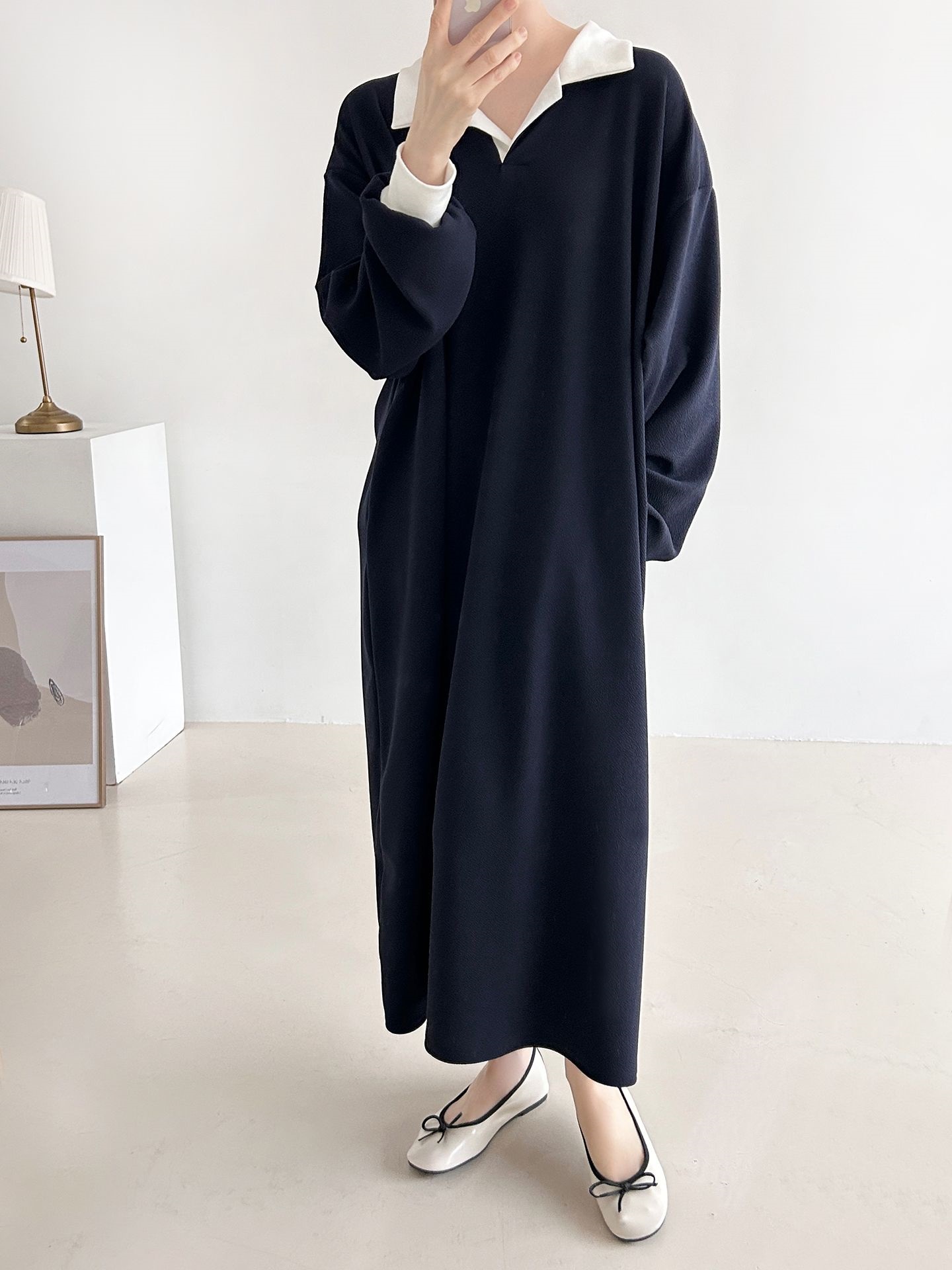 カラーポケット長袖配色ワンピース | 詳細画像11