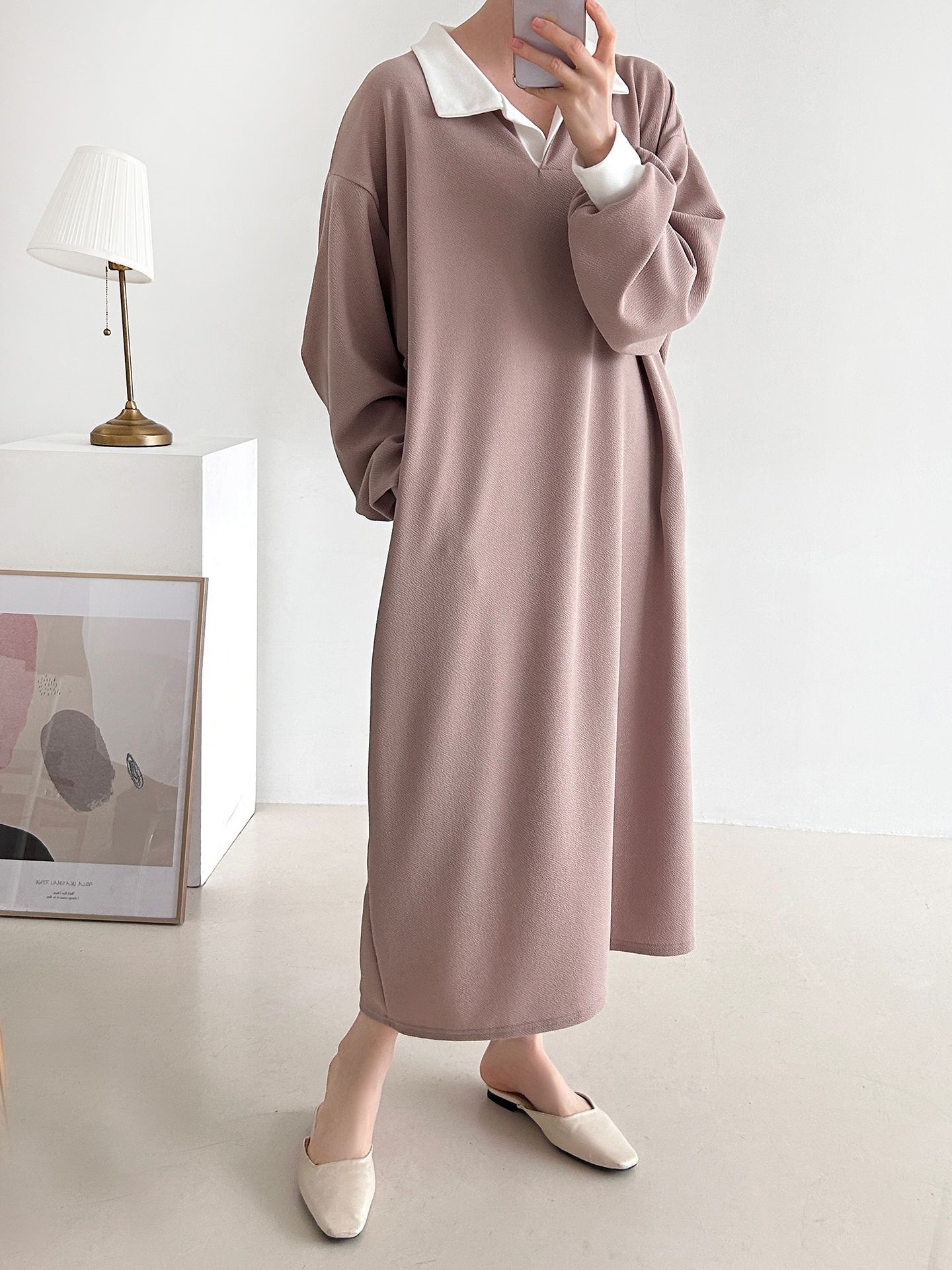 カラーポケット長袖配色ワンピース | 詳細画像14