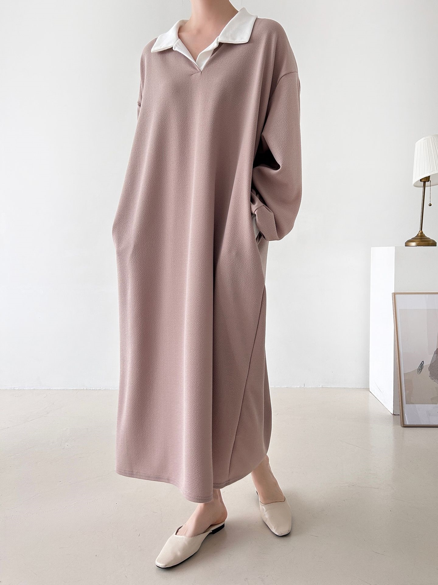 カラーポケット長袖配色ワンピース | 詳細画像17