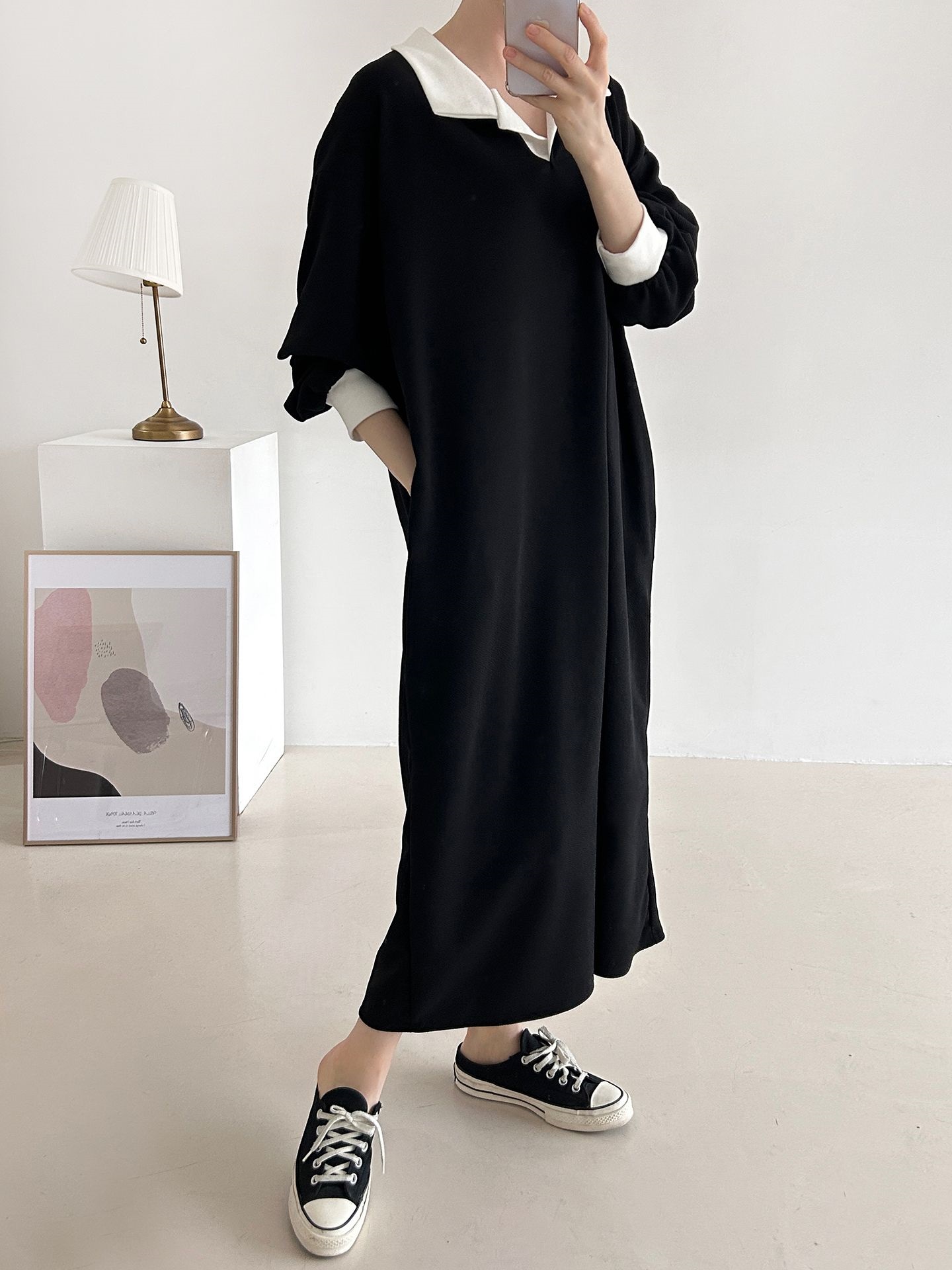 カラーポケット長袖配色ワンピース | 詳細画像26