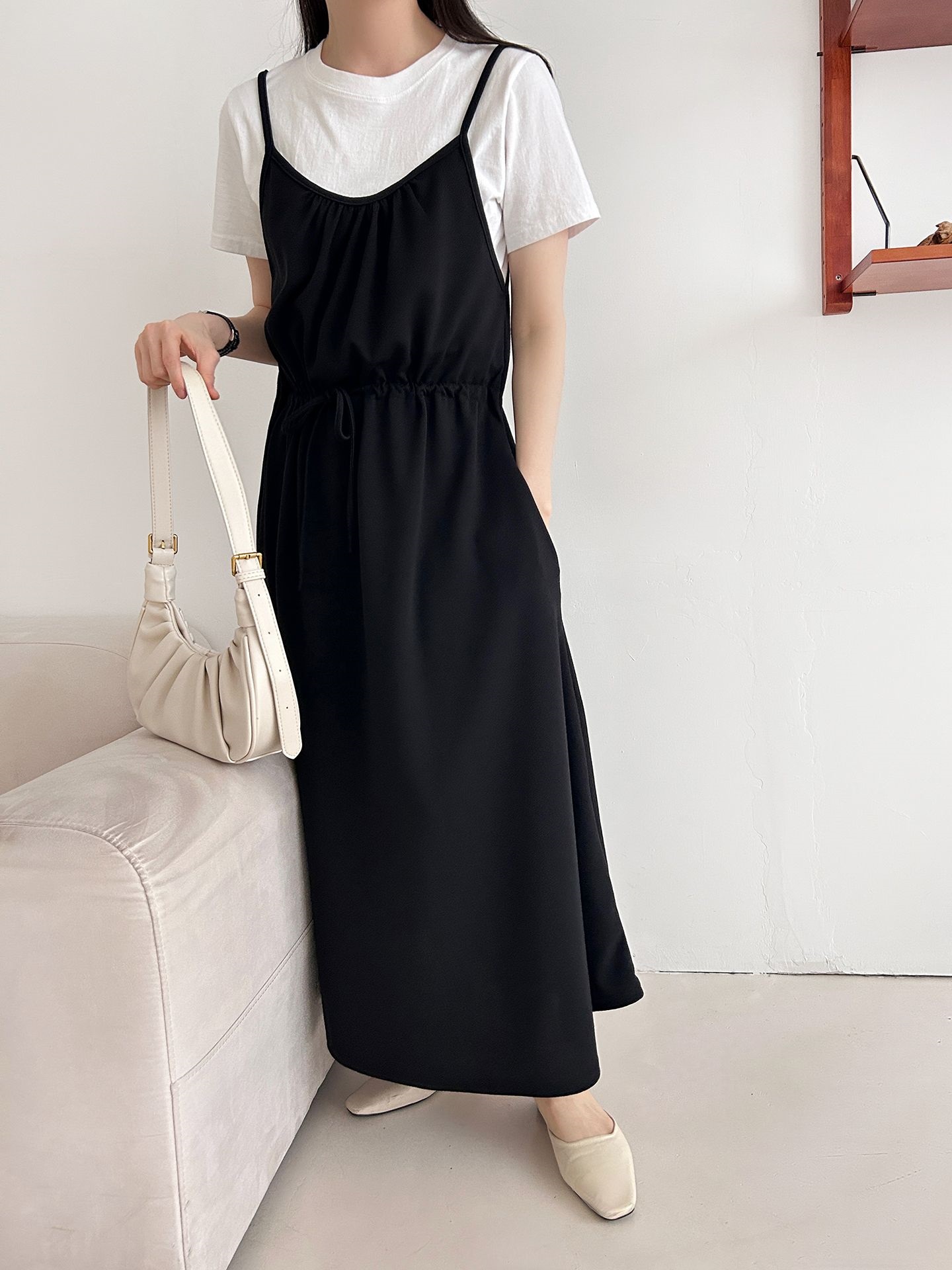 シャーリングドローストリングポケットロングキャミワンピース | 詳細画像39