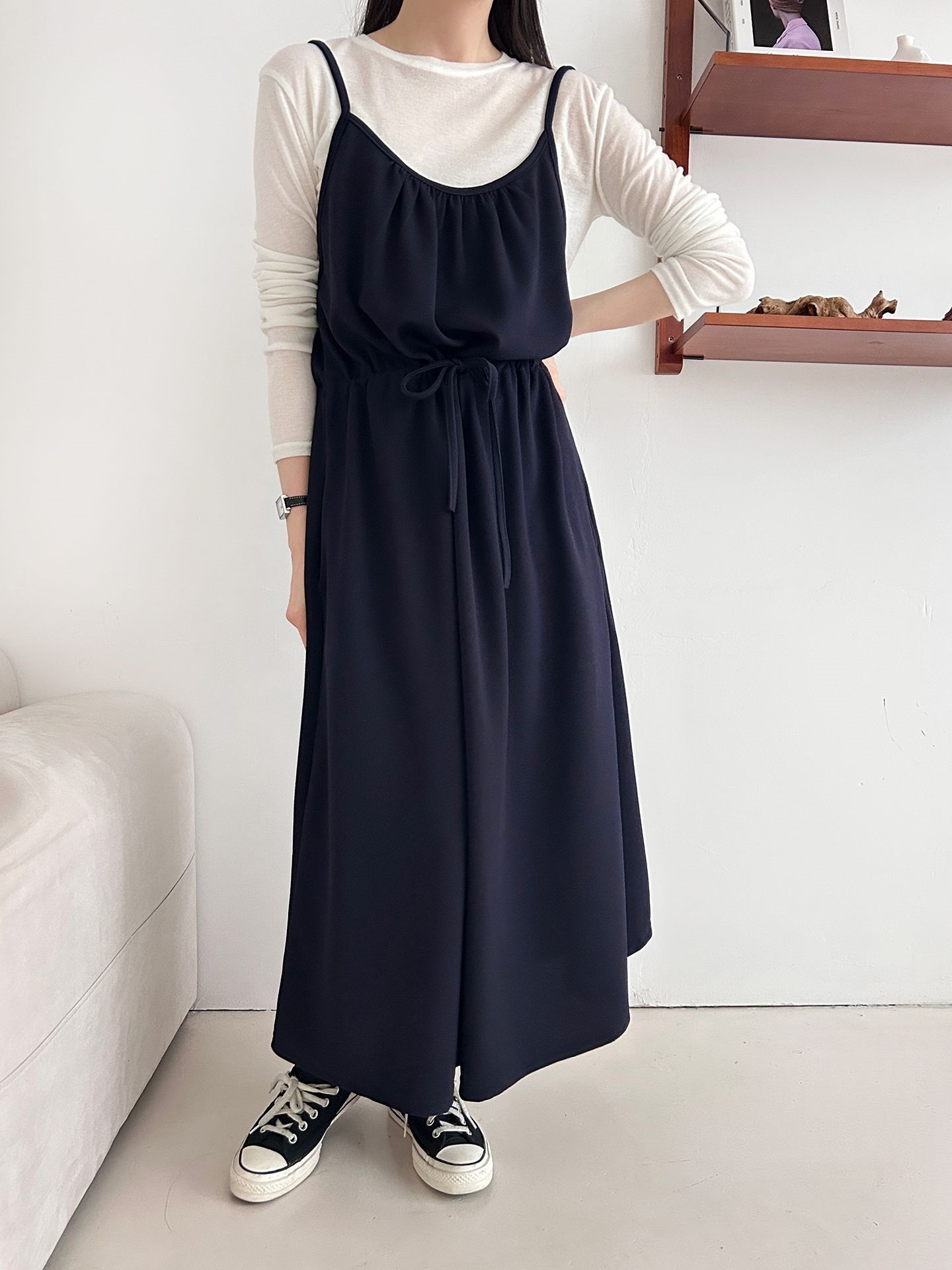 シャーリングドローストリングポケットロングキャミワンピース | 詳細画像20