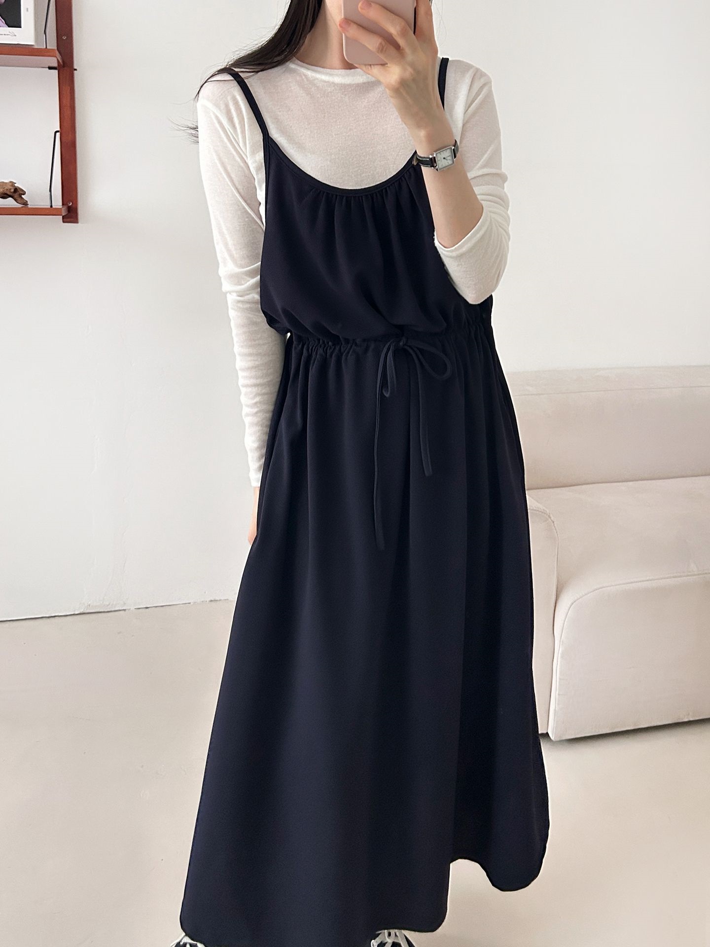 シャーリングドローストリングポケットロングキャミワンピース | 詳細画像22