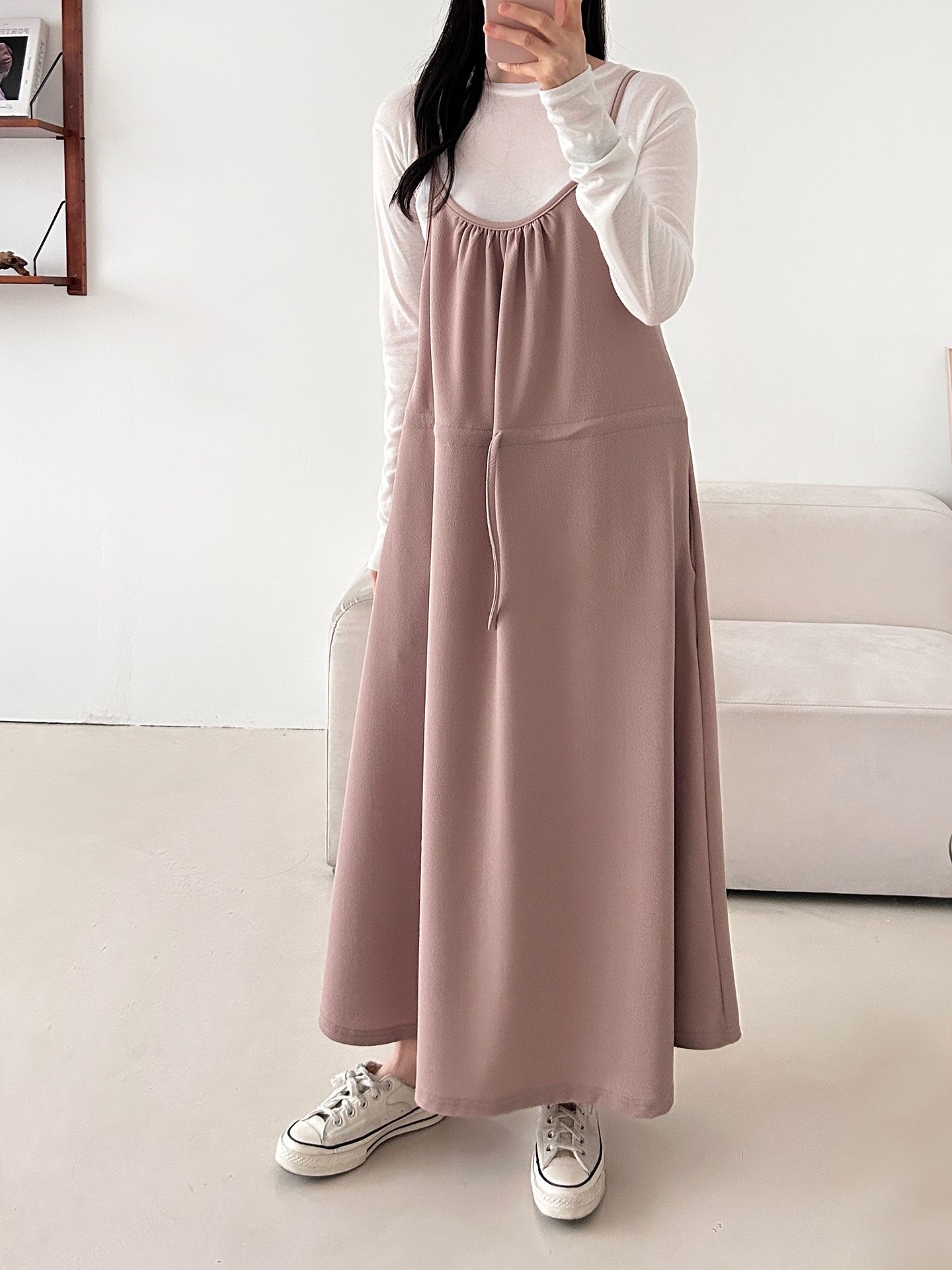 シャーリングドローストリングポケットロングキャミワンピース | 詳細画像31