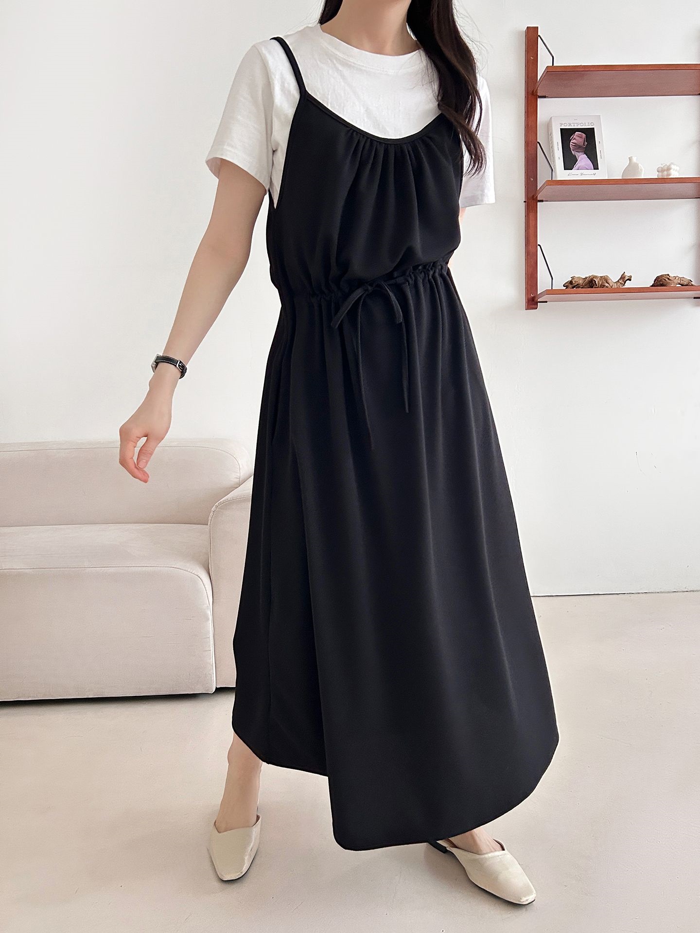 シャーリングドローストリングポケットロングキャミワンピース | 詳細画像41