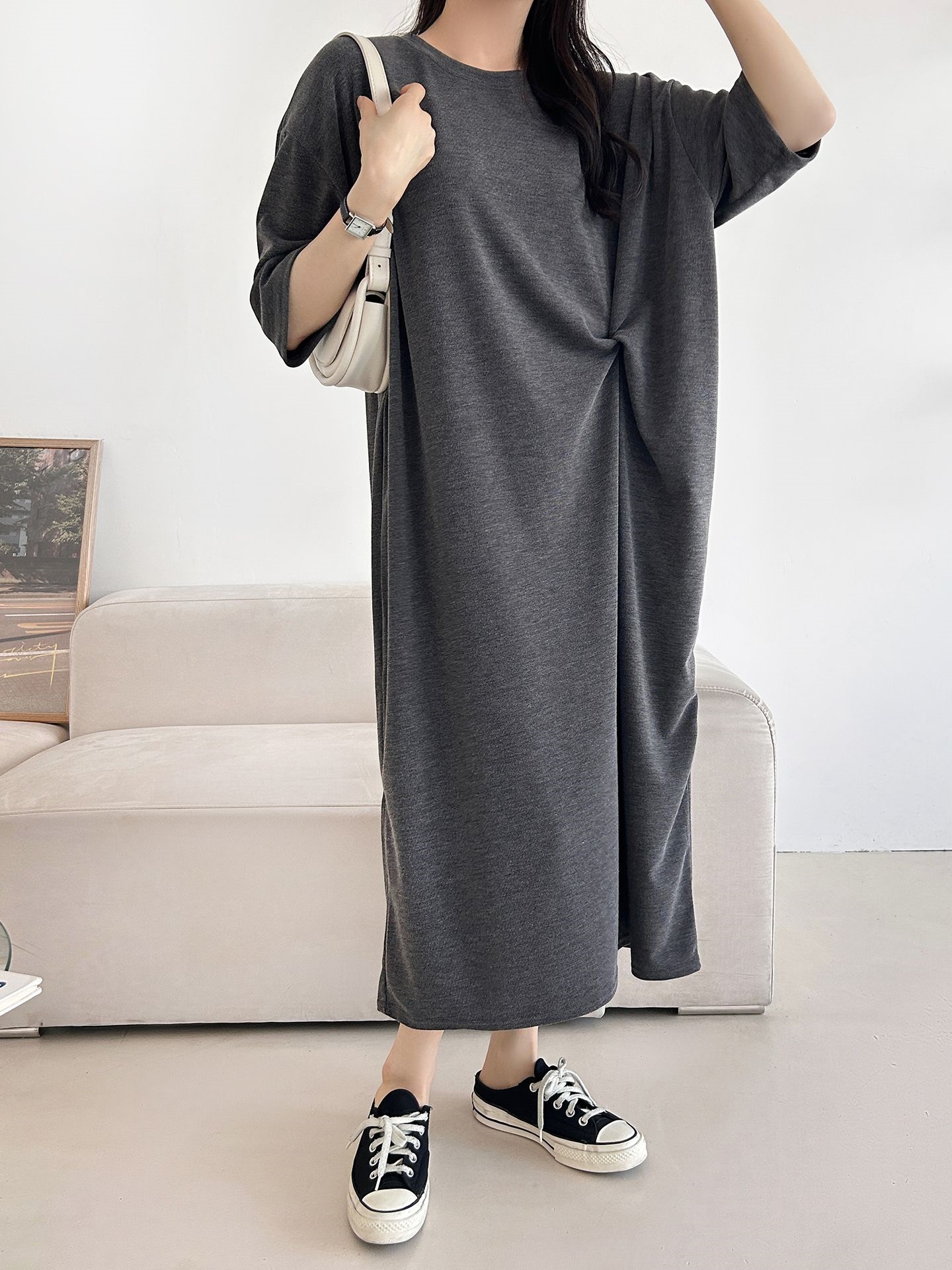 ラウンドネックロングツイスト5分丈ワンピース | 詳細画像21