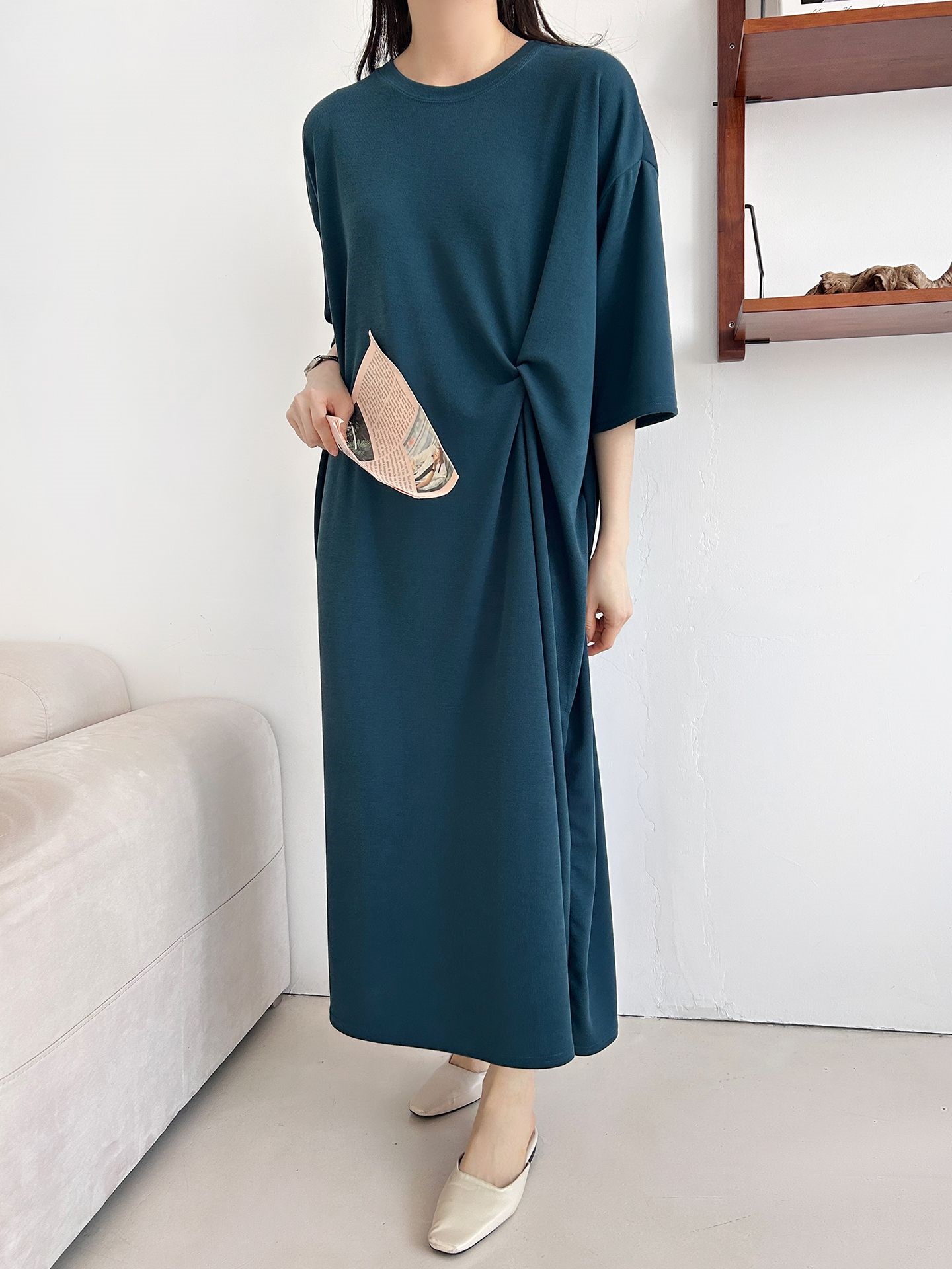 ラウンドネックロングツイスト5分丈ワンピース | 詳細画像33