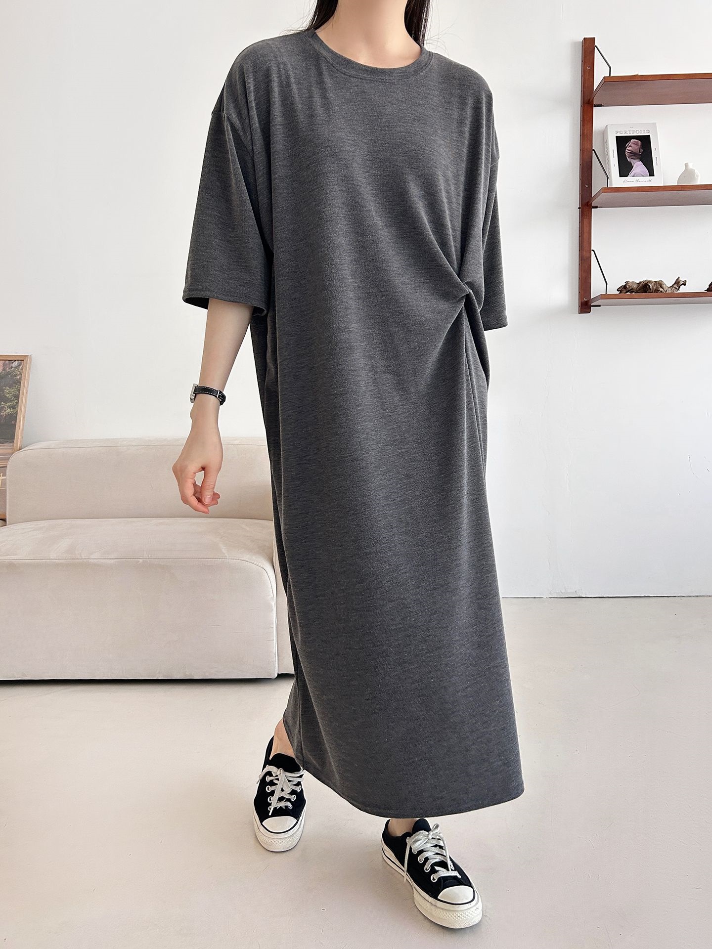 ラウンドネックロングツイスト5分丈ワンピース | 詳細画像14