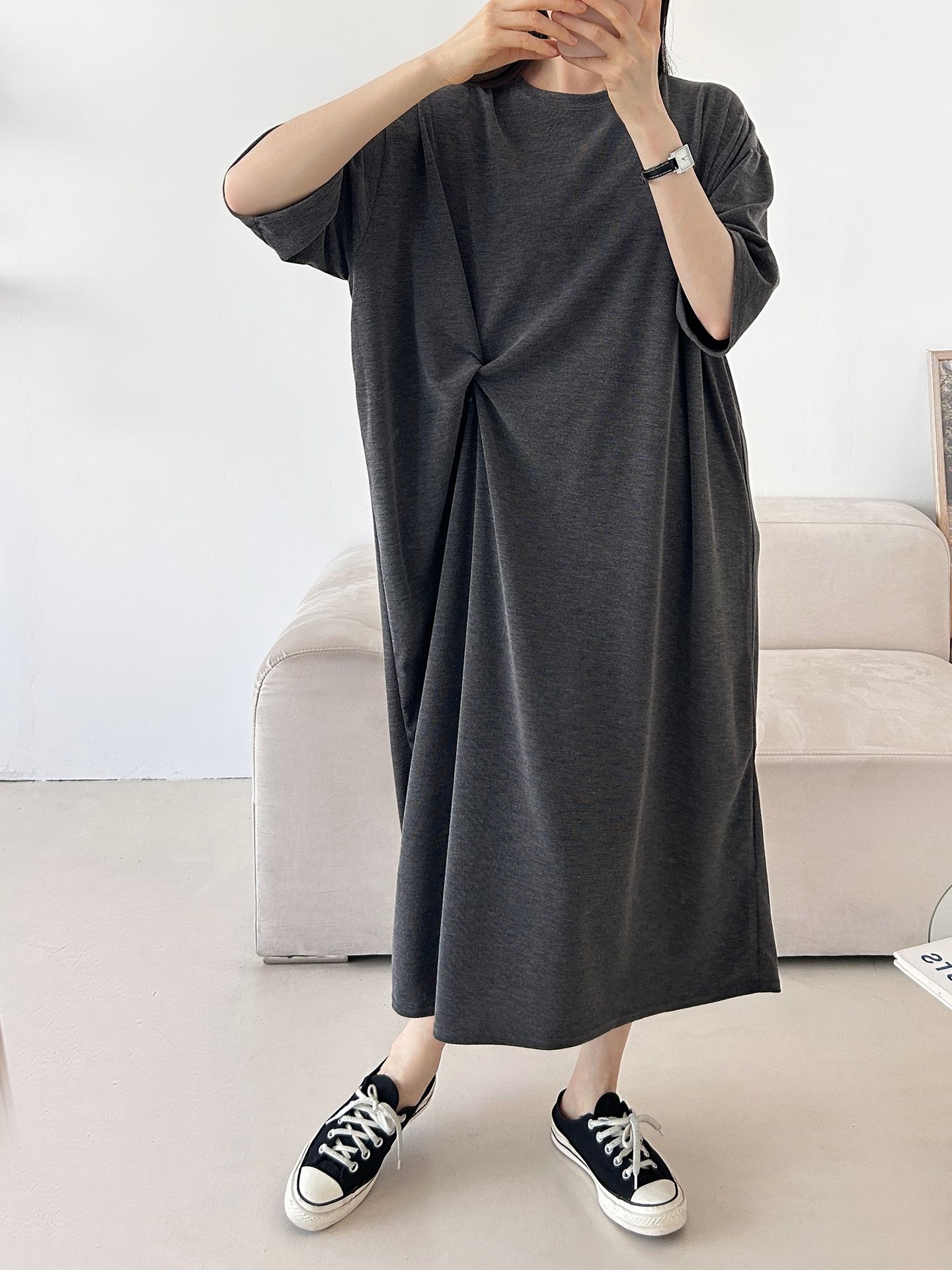 ラウンドネックロングツイスト5分丈ワンピース | 詳細画像16