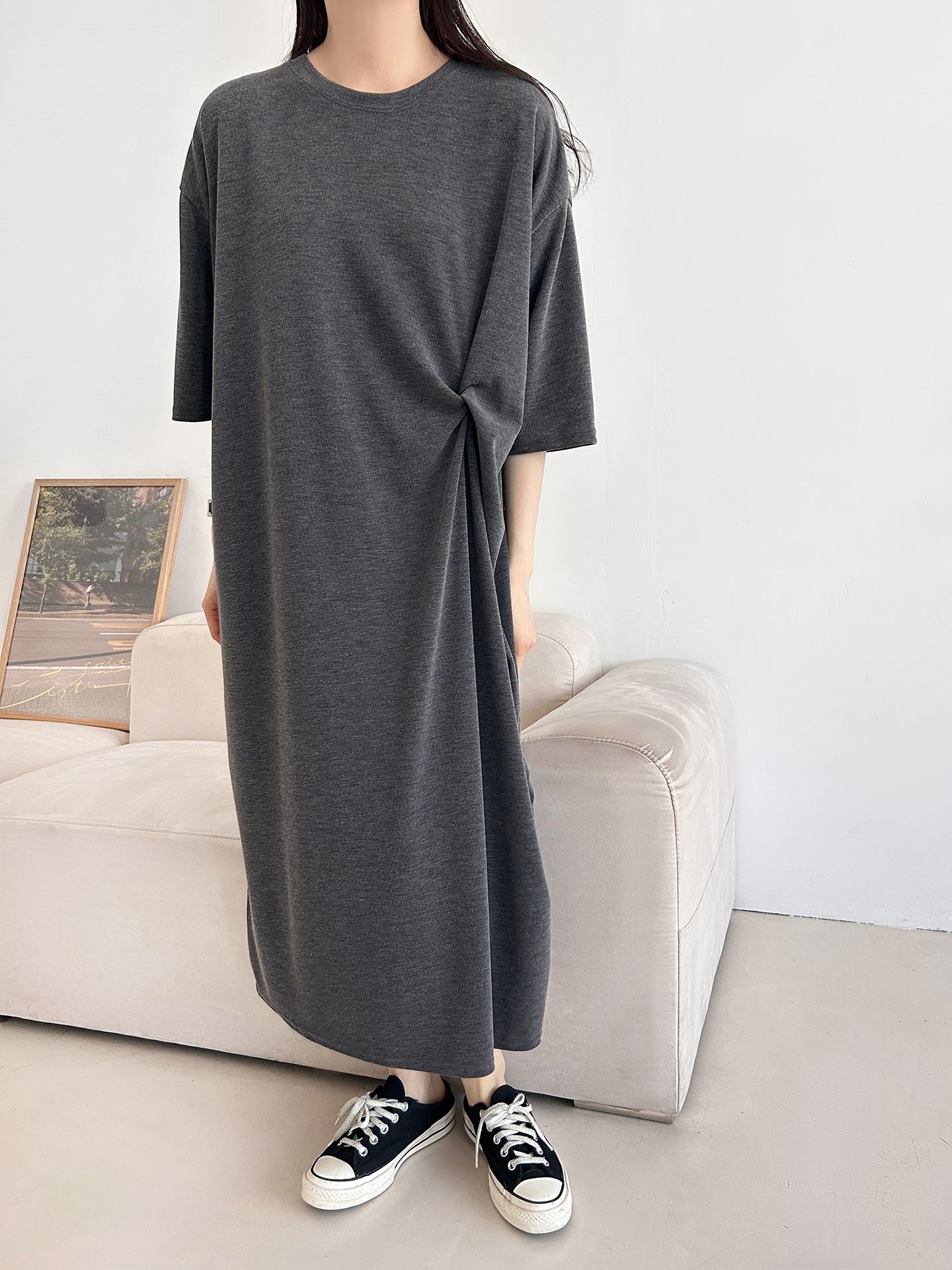 ラウンドネックロングツイスト5分丈ワンピース | 詳細画像18